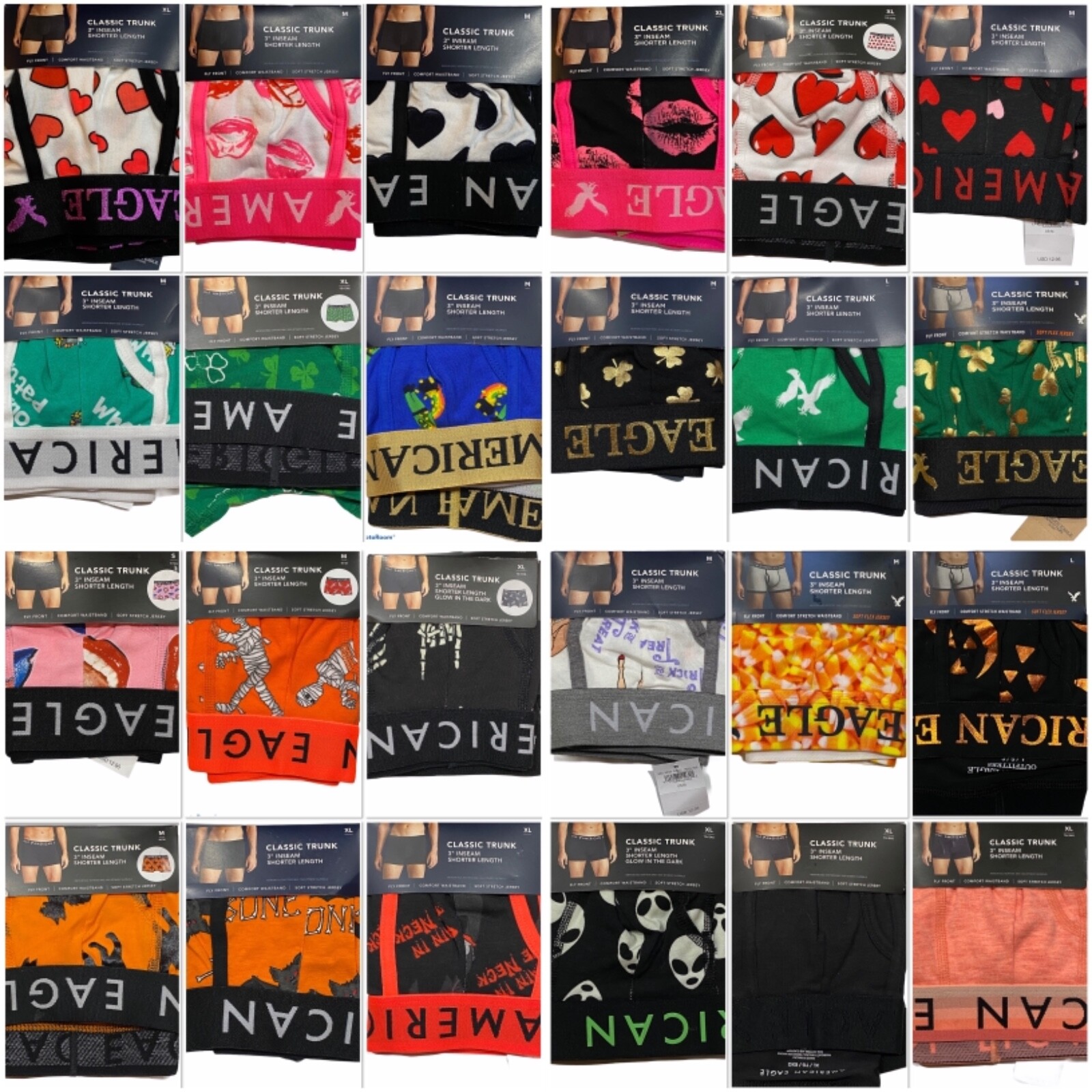 NWT AMERICAN EAGLE Classic Trunk Underwear XS-S-M-L-XL-XXXL 3″ Inseam #62