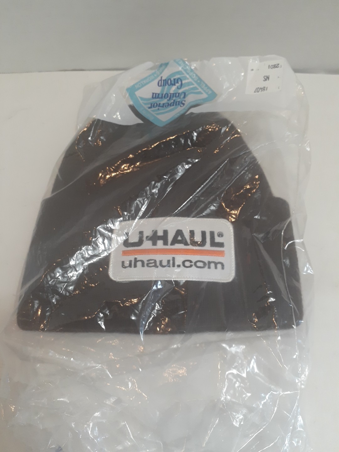 u-haul beanie black white patch new sealed bag