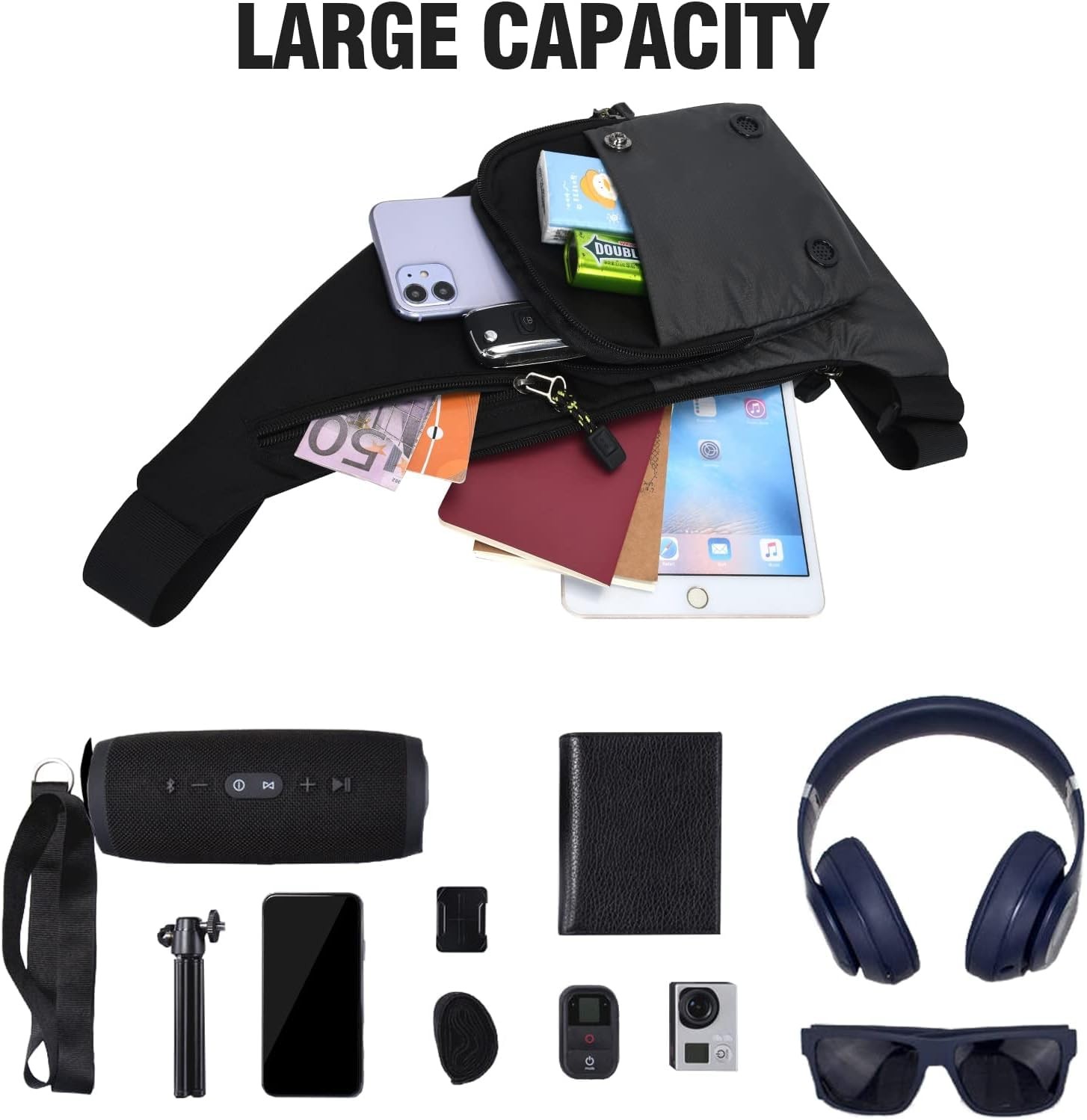 Small Sling Bag For Men Waterproof Crossbody Bag Man Purse Slim Chest Backpac…