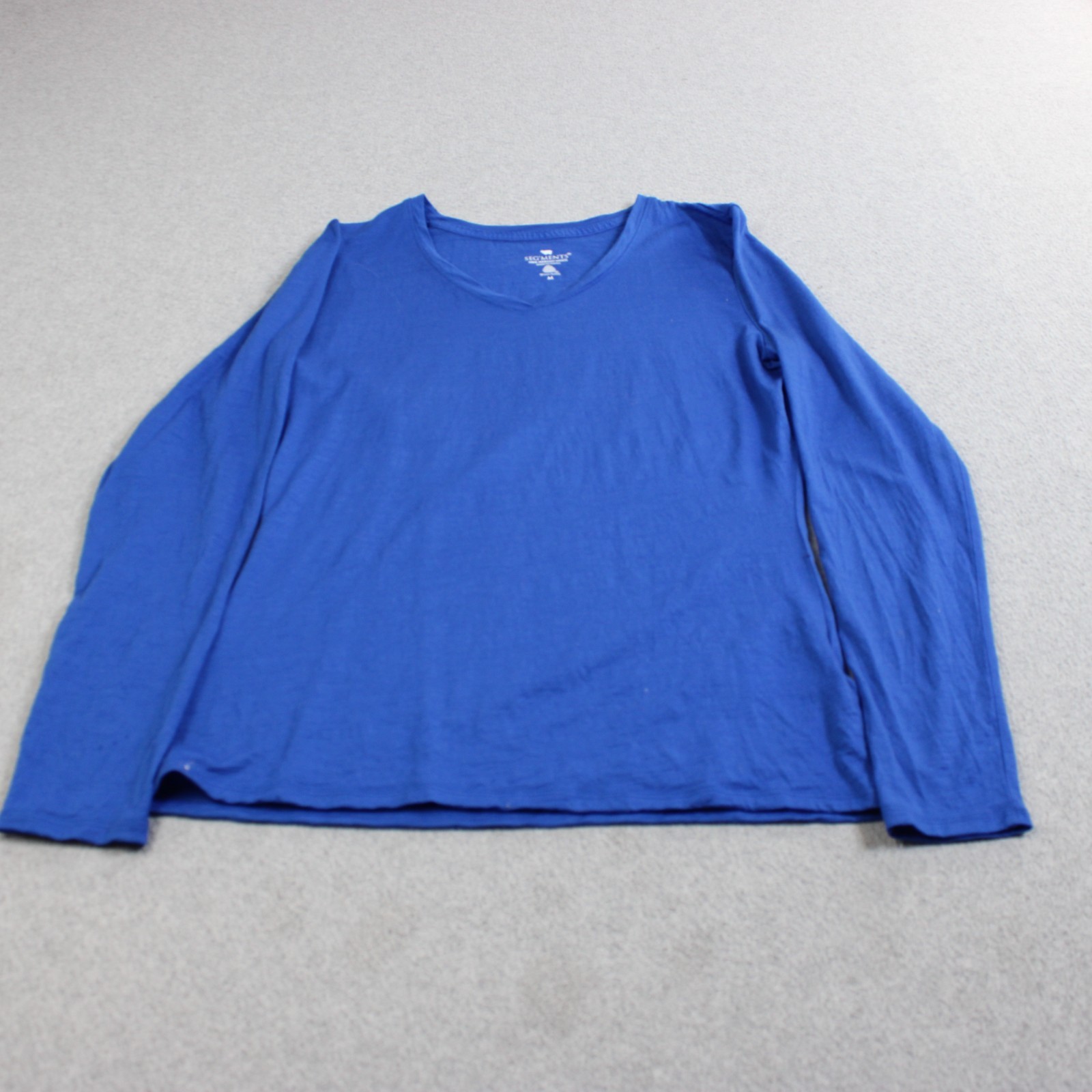 SEG’MENTS Merino Wool Shirt Women Medium Blue Long Sleeve V Neck Base Layer READ