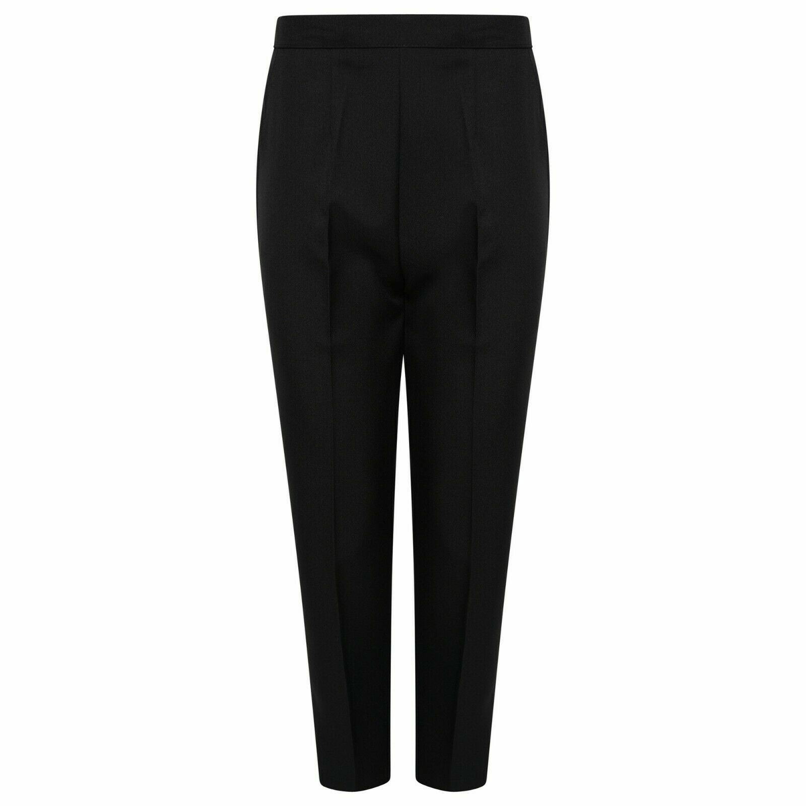 LADIES WOMENS HALF ELASTICATED STRETCH WAIST WORK OFFICE TROUSERS POCKETS PANTS