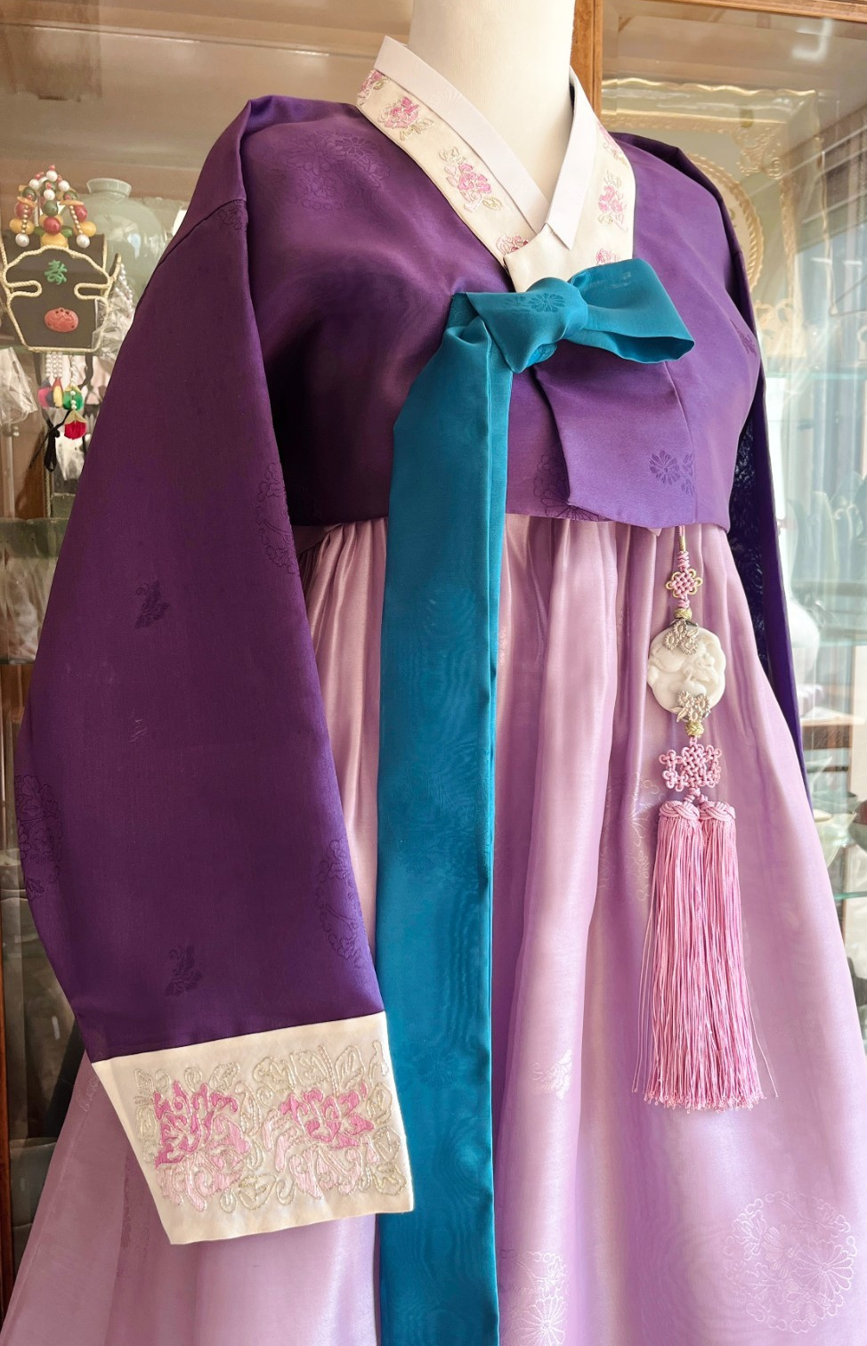 Korean Traditional Dress Hanbok Set-Purple Top Lavender Skirt / Undergarments