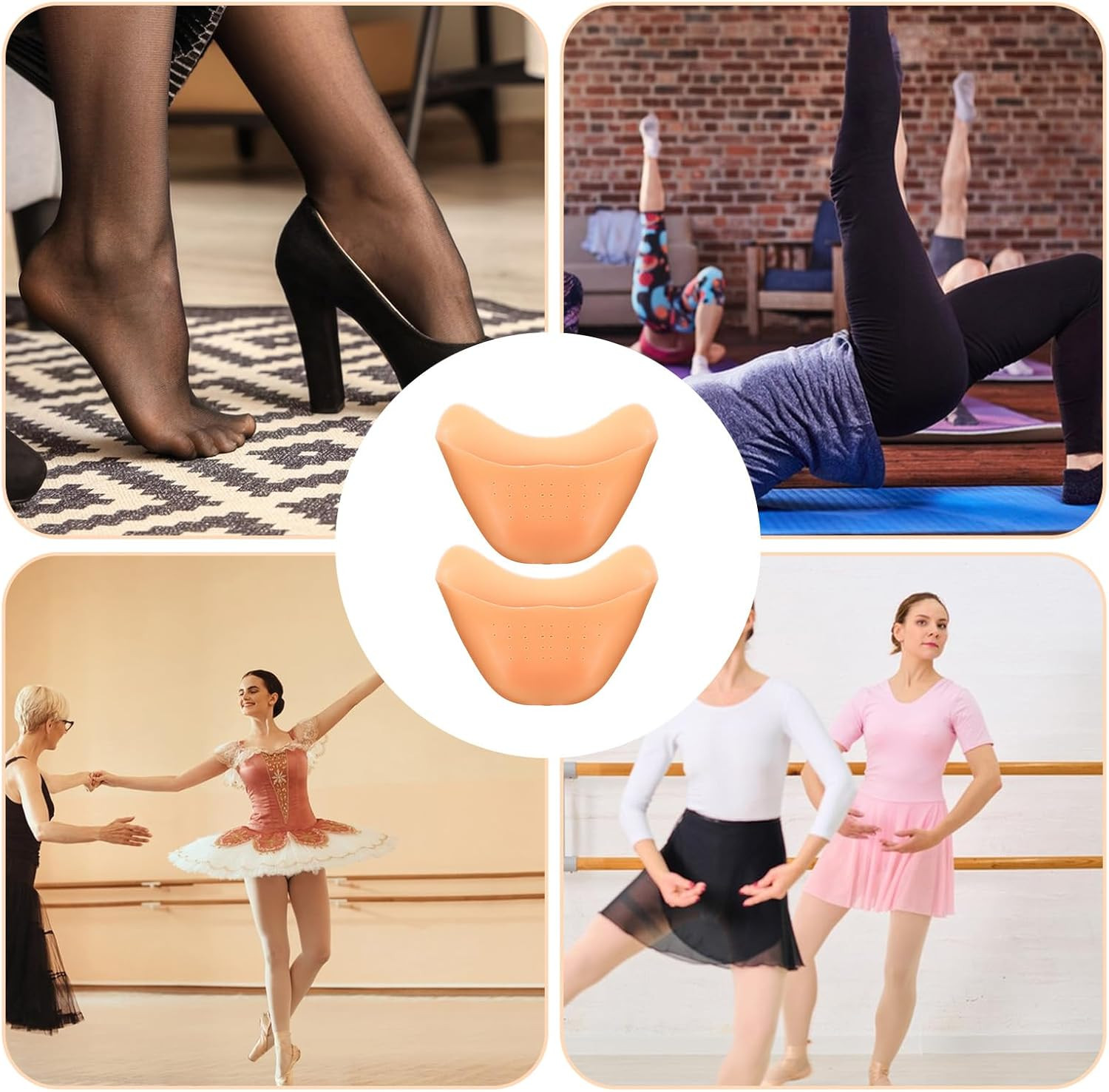 Toe Pads for Pointe Shoes, Silicone Ballet Dance Toe Pads with Breathable Hole S