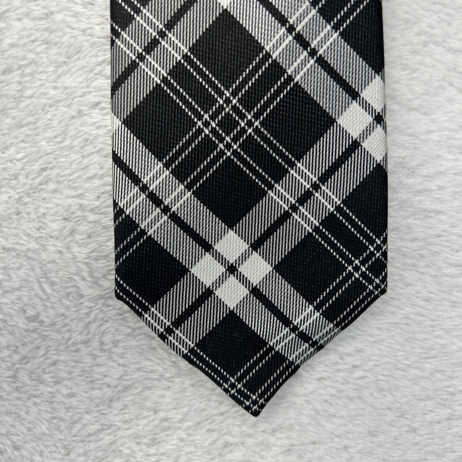 J.S Blank & Co. Black Silver Plaid Men’s Necktie 2.75”x 60” 100% Silk
