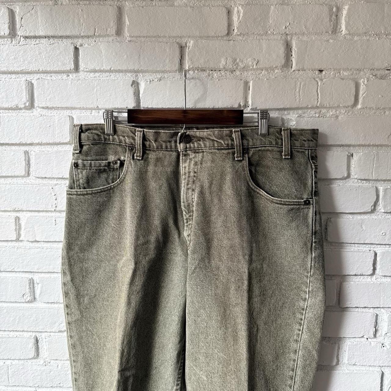 Vintage 90s Levi’s 540 Leather Tab Baggy Green Denim Jeans 38×27