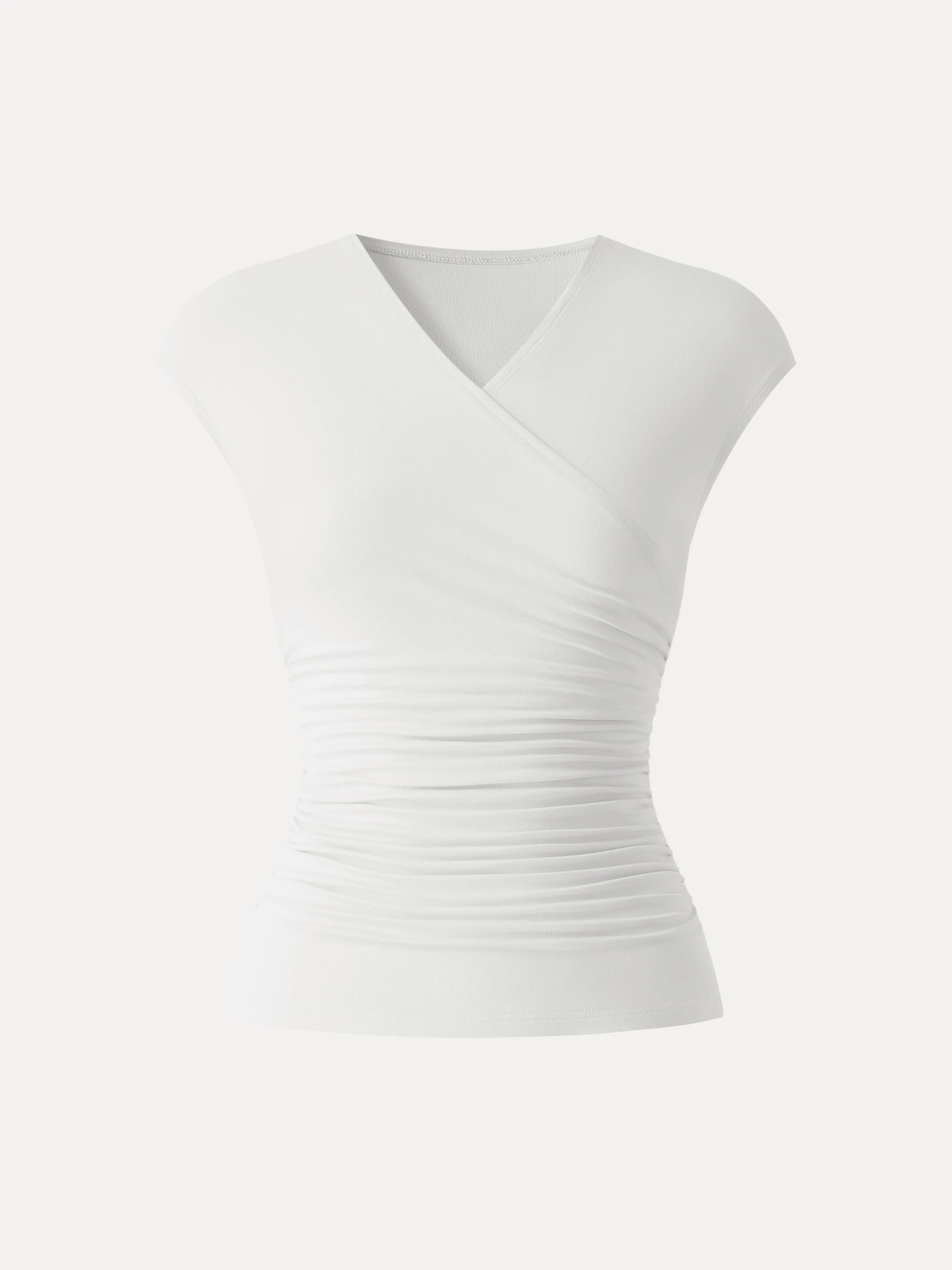 OGL SkinKiss Cooling Surplice Ruched Cap Sleeve Summer Top