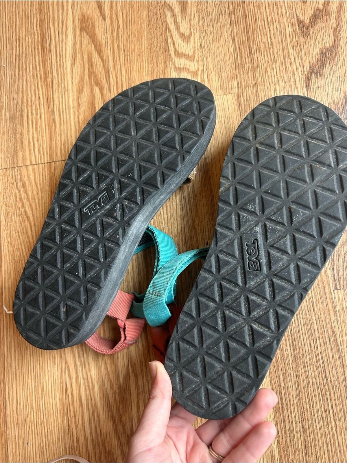 Teva Multicolor Strap Sandals – Teal, Coral, Tan, Purple size 9