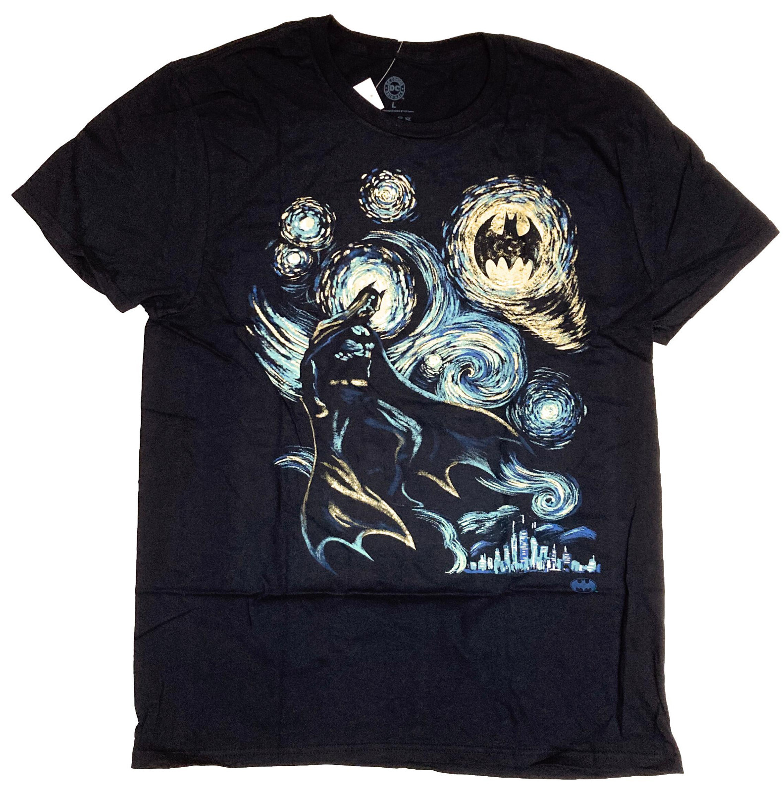 DC Comics Batman Starry Night Men’s Black T-Shirt New