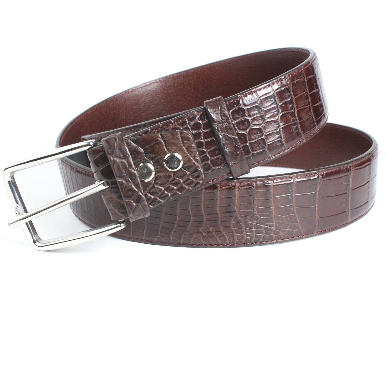 Luxury Dark Brown Real Alligator Crocodile Leather Skin Men’s Belt – W 1.3 inch