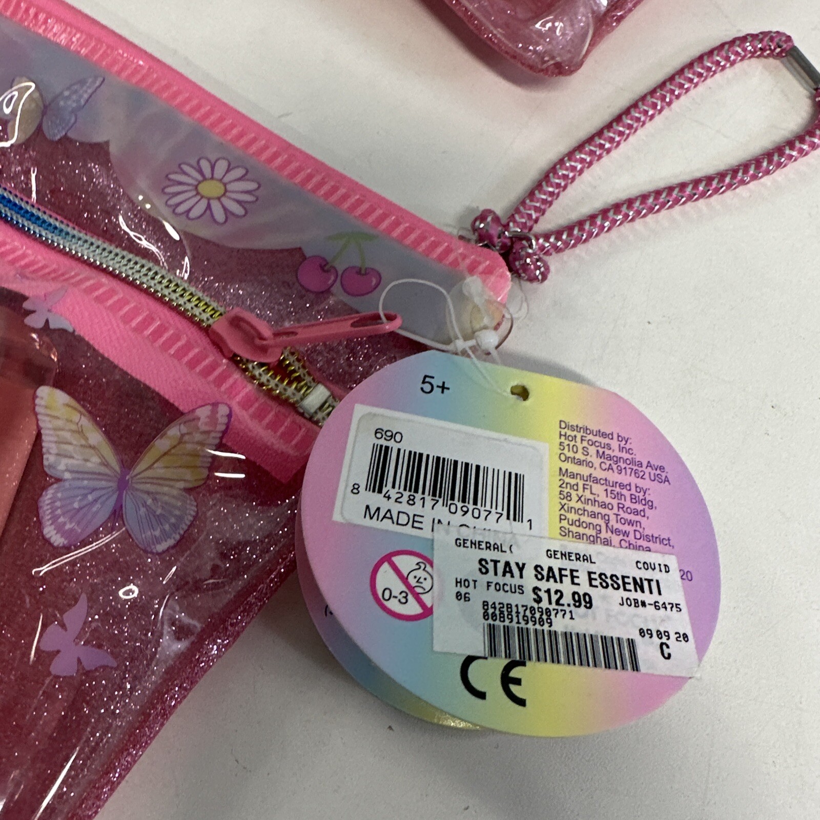 2-PACK Pink Pouches with Hand Wipes, Hand Wash, Face Masks Ages 5-12 Kids Pack