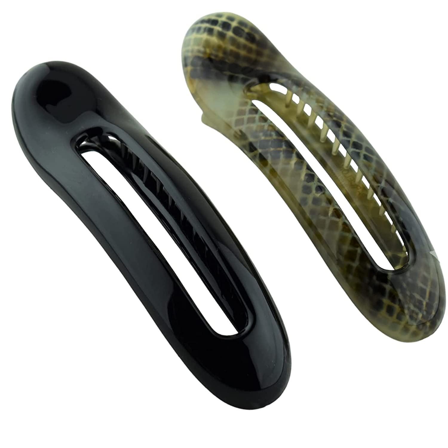 Parcelona French Oval Slider Large 4.75″ Celluloid Side Hair Claw Clips(2 Pcs)