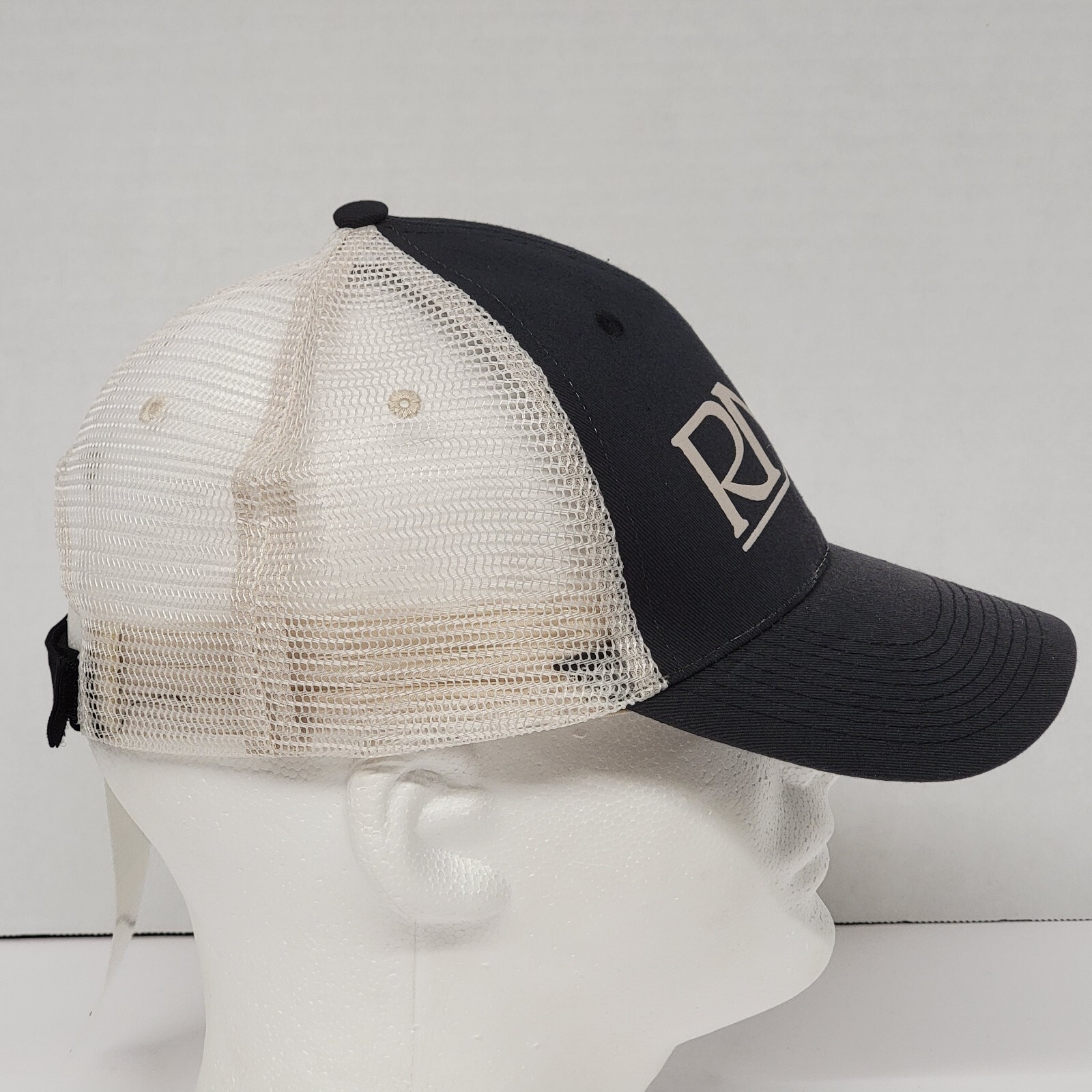 RMS Logo Dark Blue & White Meshback Baseball Cap Hat NWT Has Flaw
