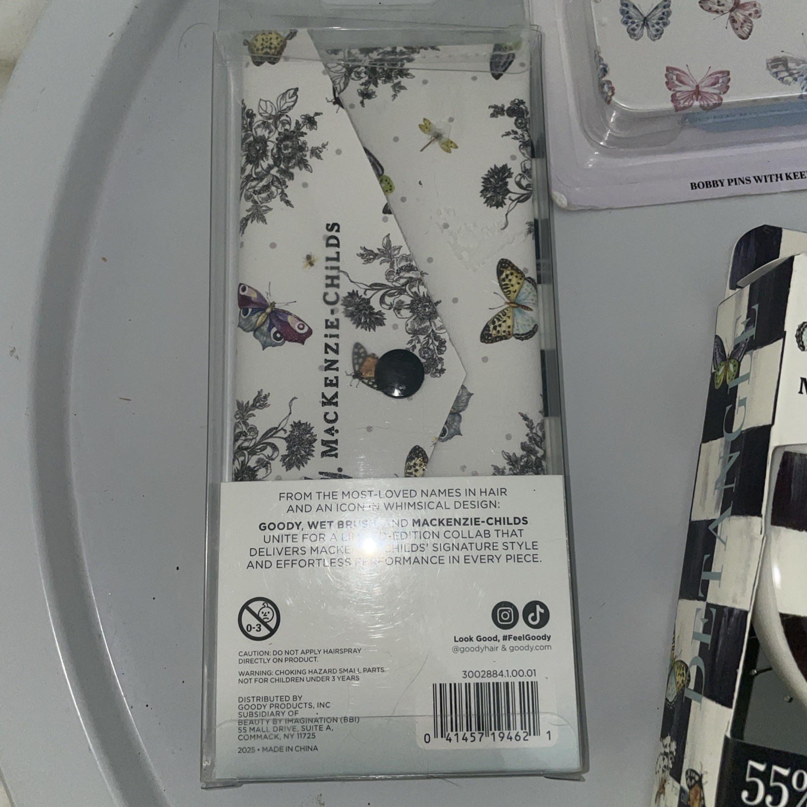 mackenzie childs x goody Bundle 3 Mini Brushes/1 Comb & Case/1Pins & Tin ALL NEW