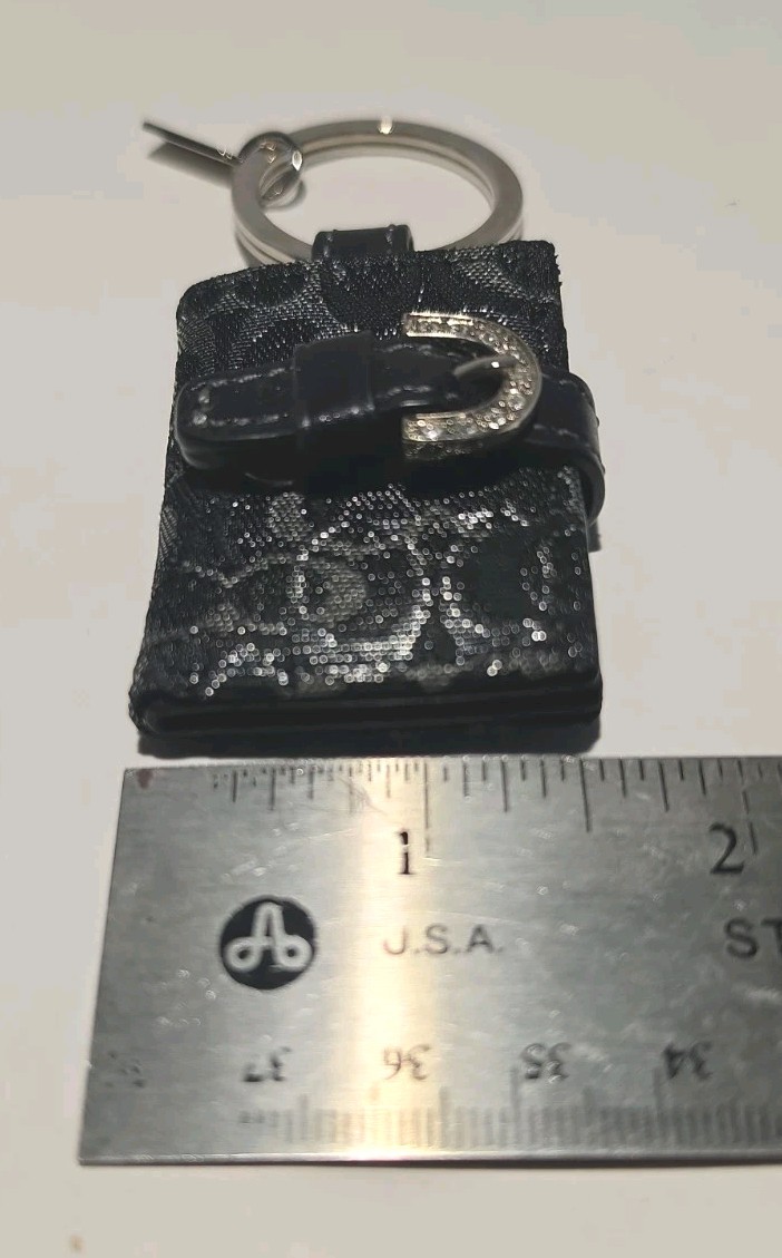 Coach Mini Picture Frame Keychain Bag Charm RARE VINTAGE Black On Black Silver