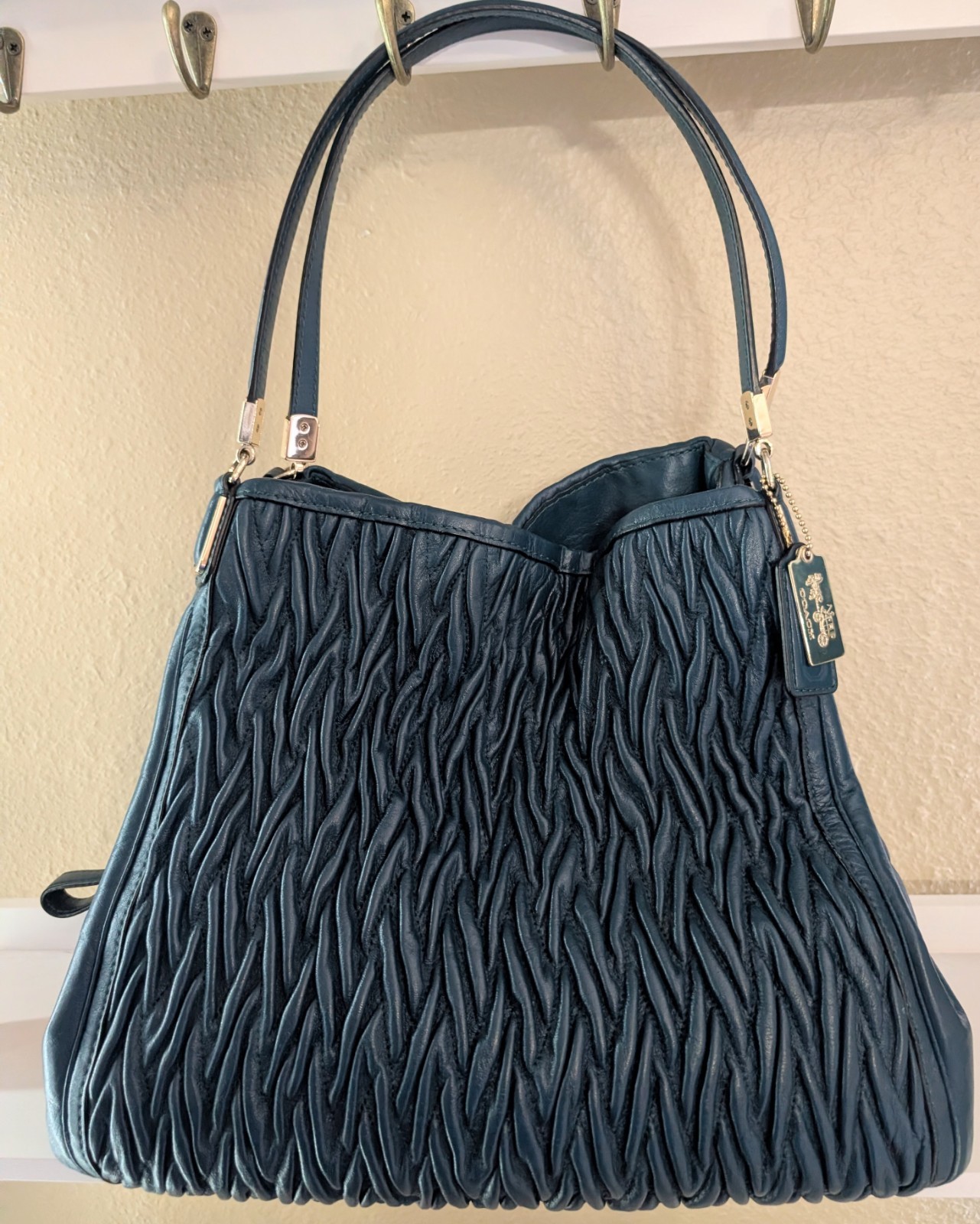 Coach Madison Phoebe Twist Leather Shoulder Bag Dark Teal 26257