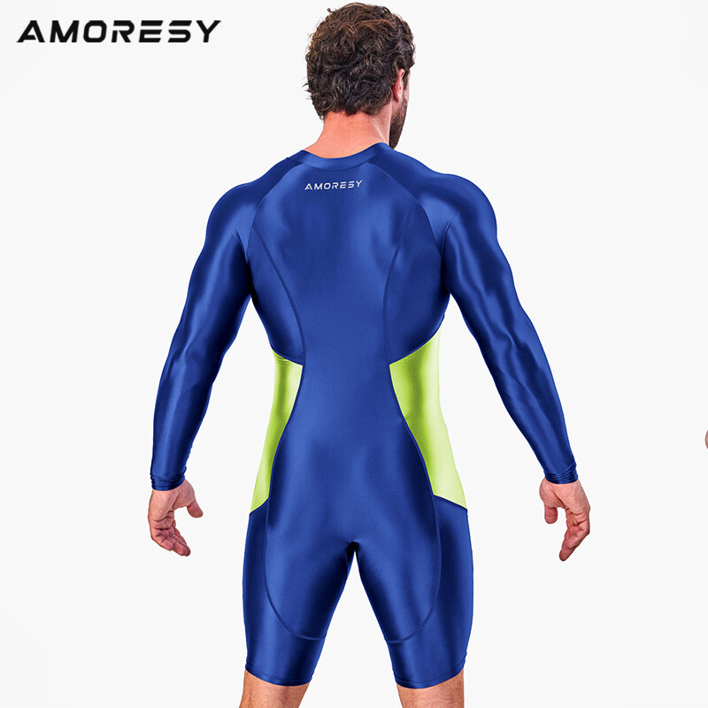AMORESY Men Glitter Tracksuits Long Sleeve Fitness Overalls Gymnastics Leotards