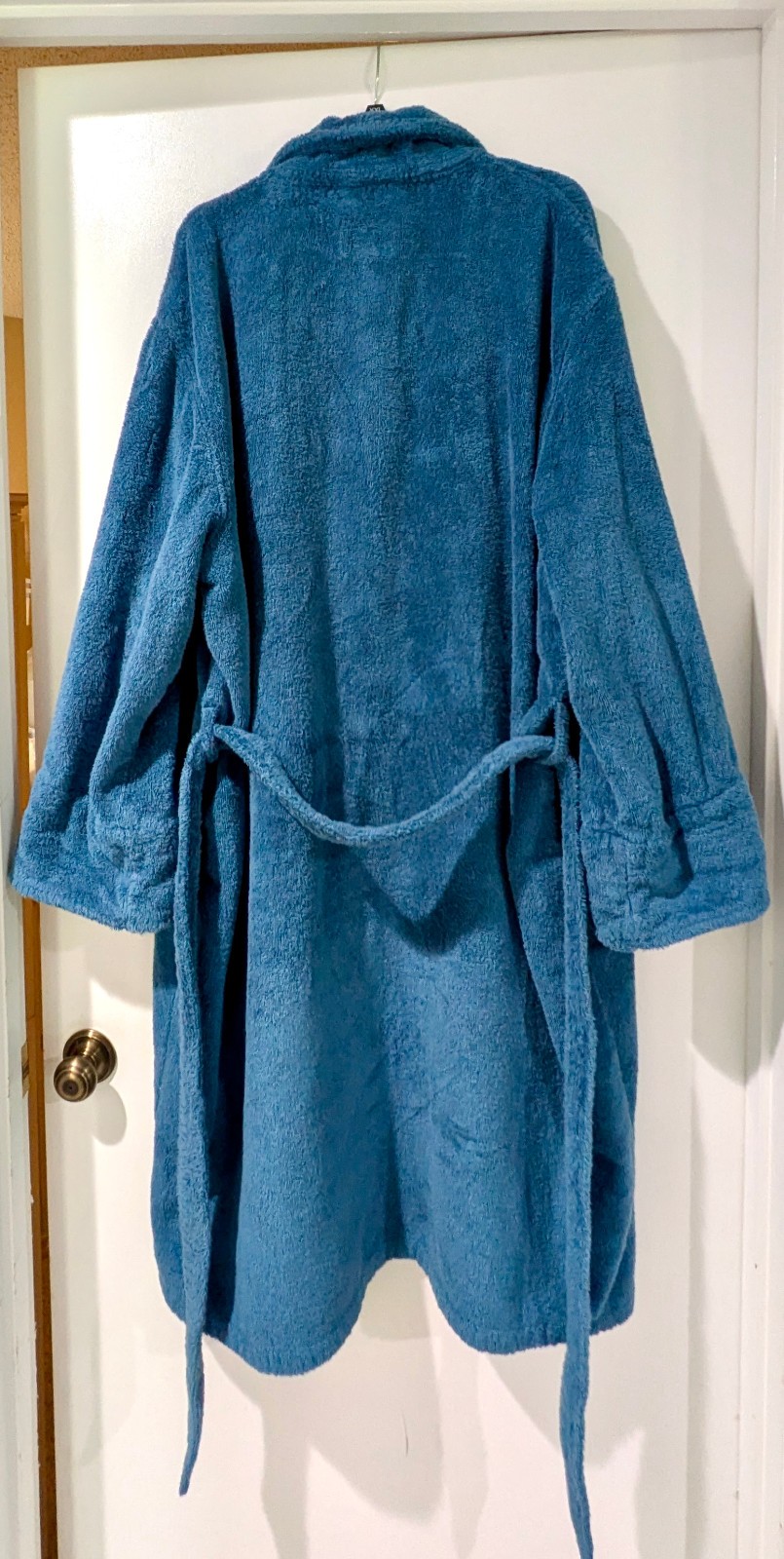 Lands End Mens Full Length XL Navy Blue Thick Turkish 100% Cotton Terry Robe