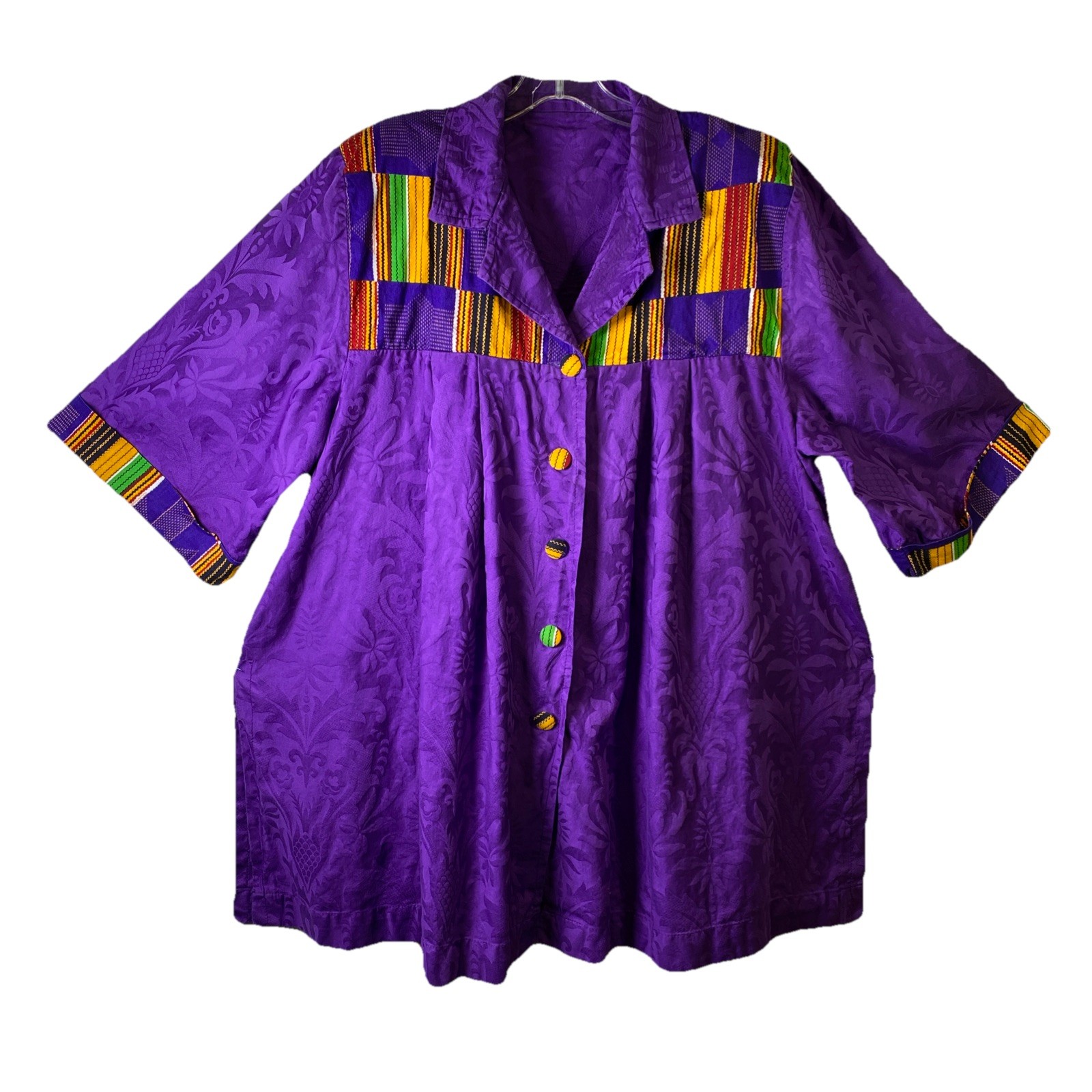 African Purple Womens Jacket – Size 1X – VTG Homemade, No Tags, Shoulder Pads