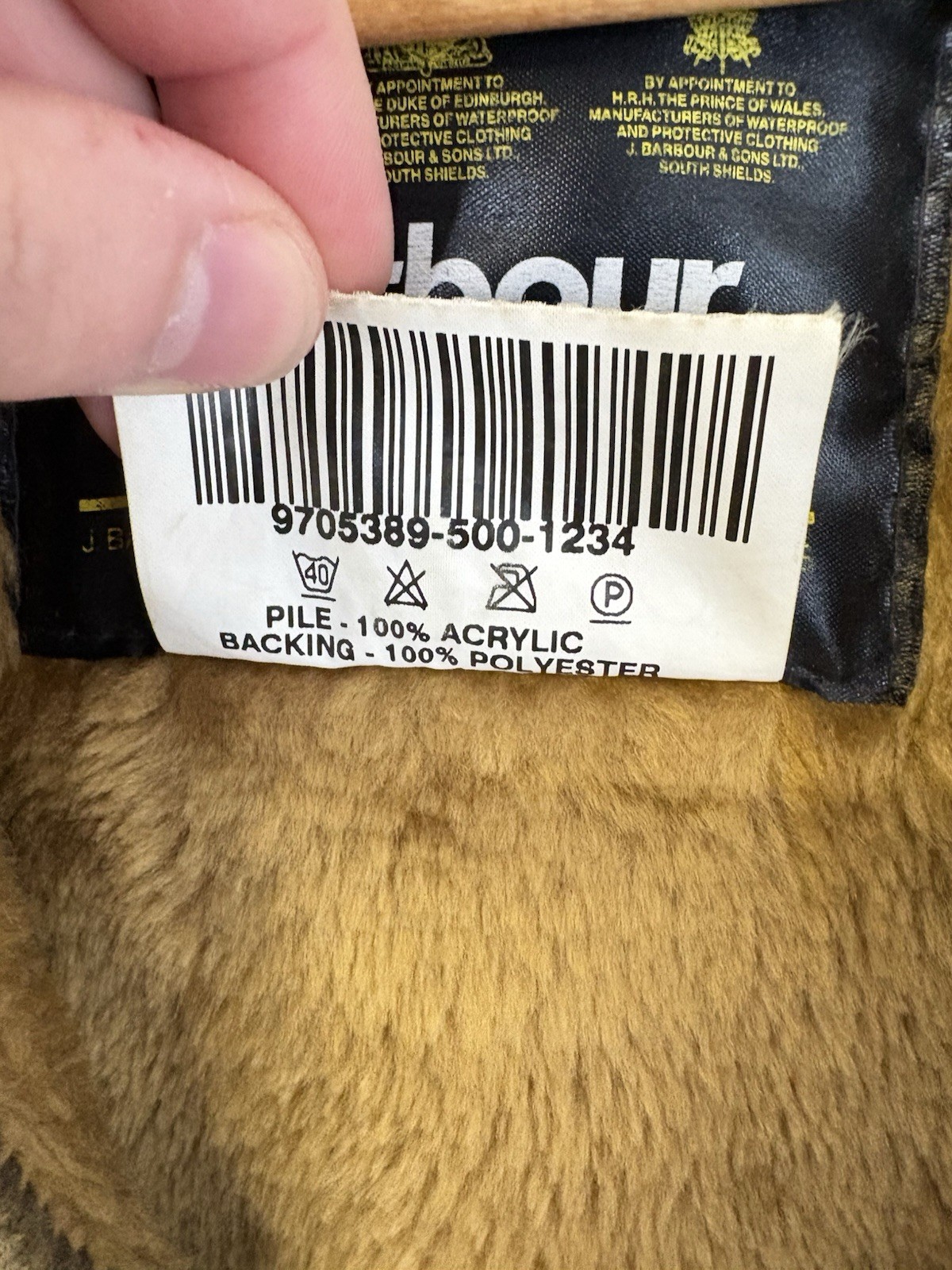 Barbour A295 Acrylic Jacket Lining Size C42 107cm Brown Shearling Warm Pile