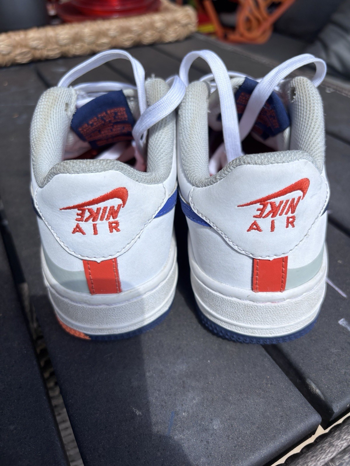 Nike Air Force 1 – Youth 3.5Y – Multi‑Color Blue/Orange/White – Good Condition