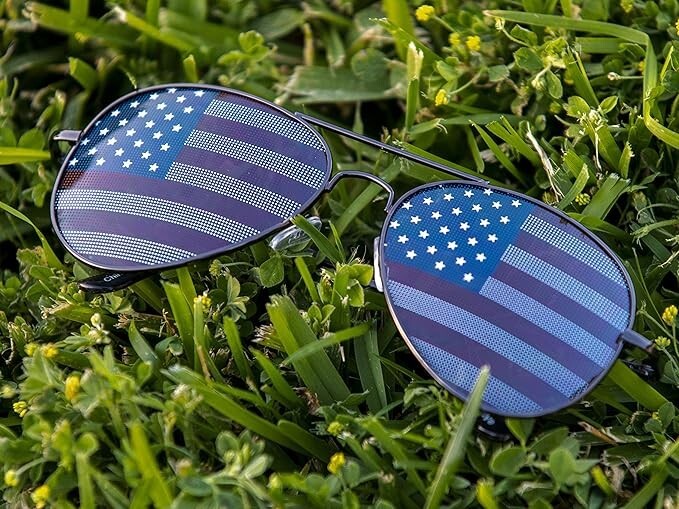 USA Glasses American Flag Aviator Sunglasses Black United States Patriotic