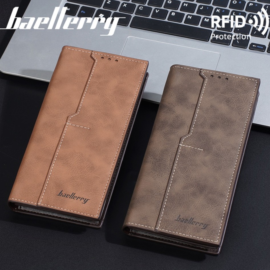 Men’s Leather Long Wallet Bifold ID Card Holder Purse Checkbook Clutch Billfold