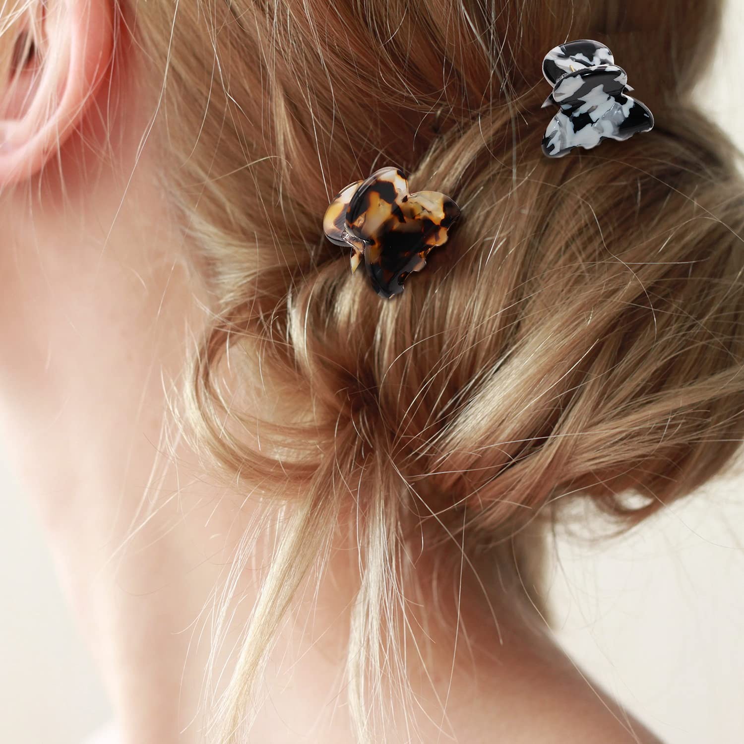 6 PCS Small Hair Clips Mini Claws Tortoise Shell Leopard Acrylic Jaw Clamps