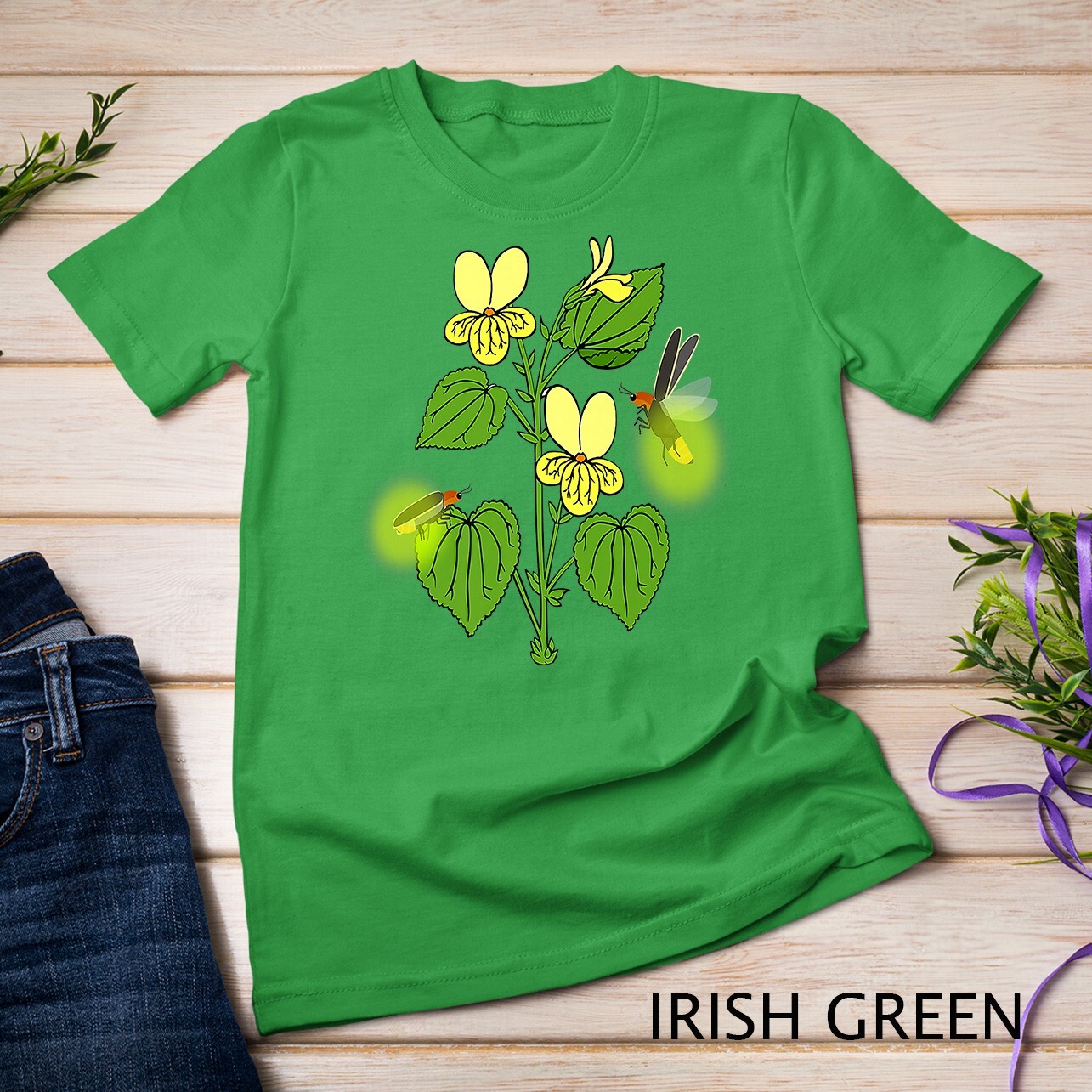 Lightning Bugs and Flowers Bugs Insects Entomology Beetle Premium Unisex T-shirt