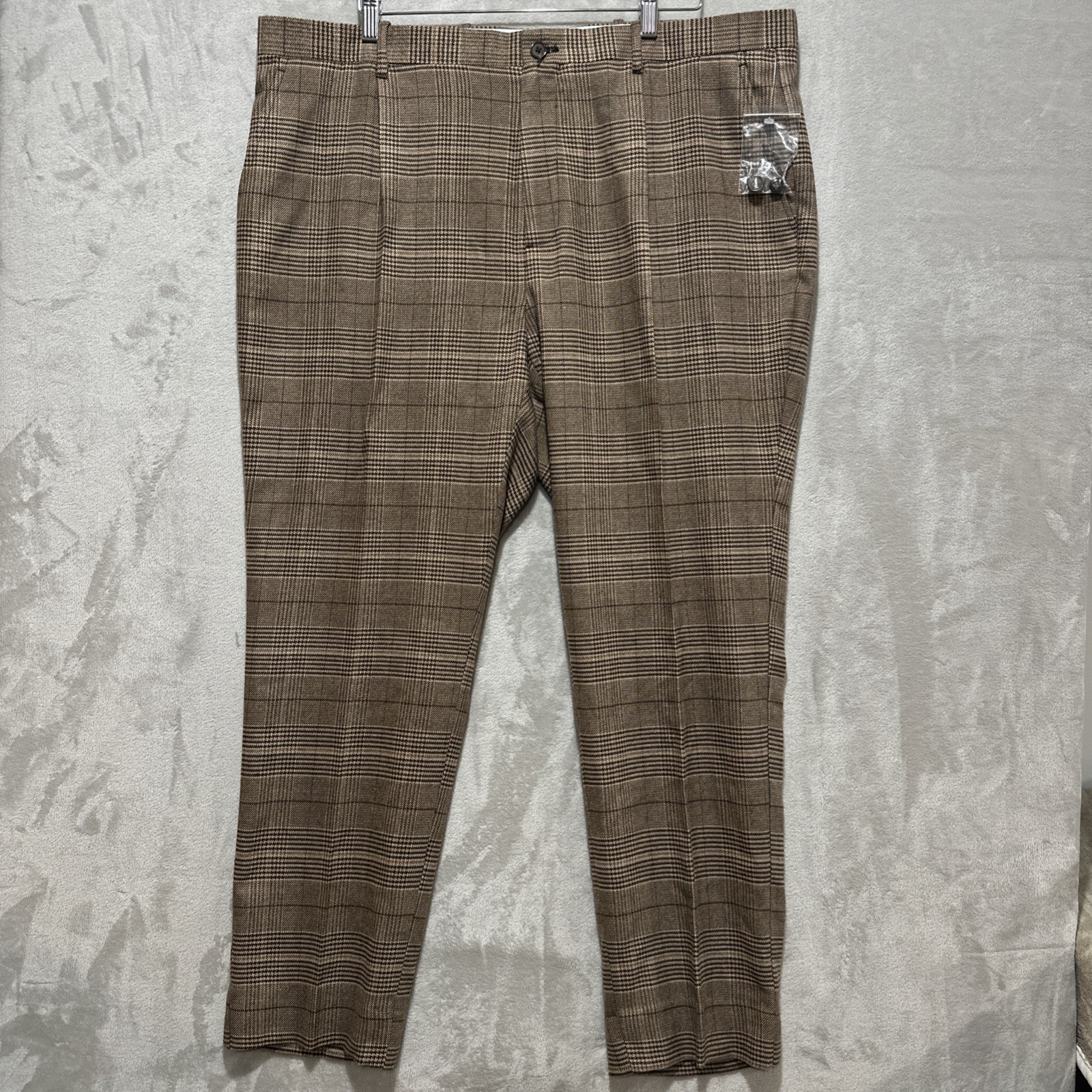 MODE OF ONE Glen Check Cinnamon Brulee Dress Pants Pleated Front Relaxed Fit 40