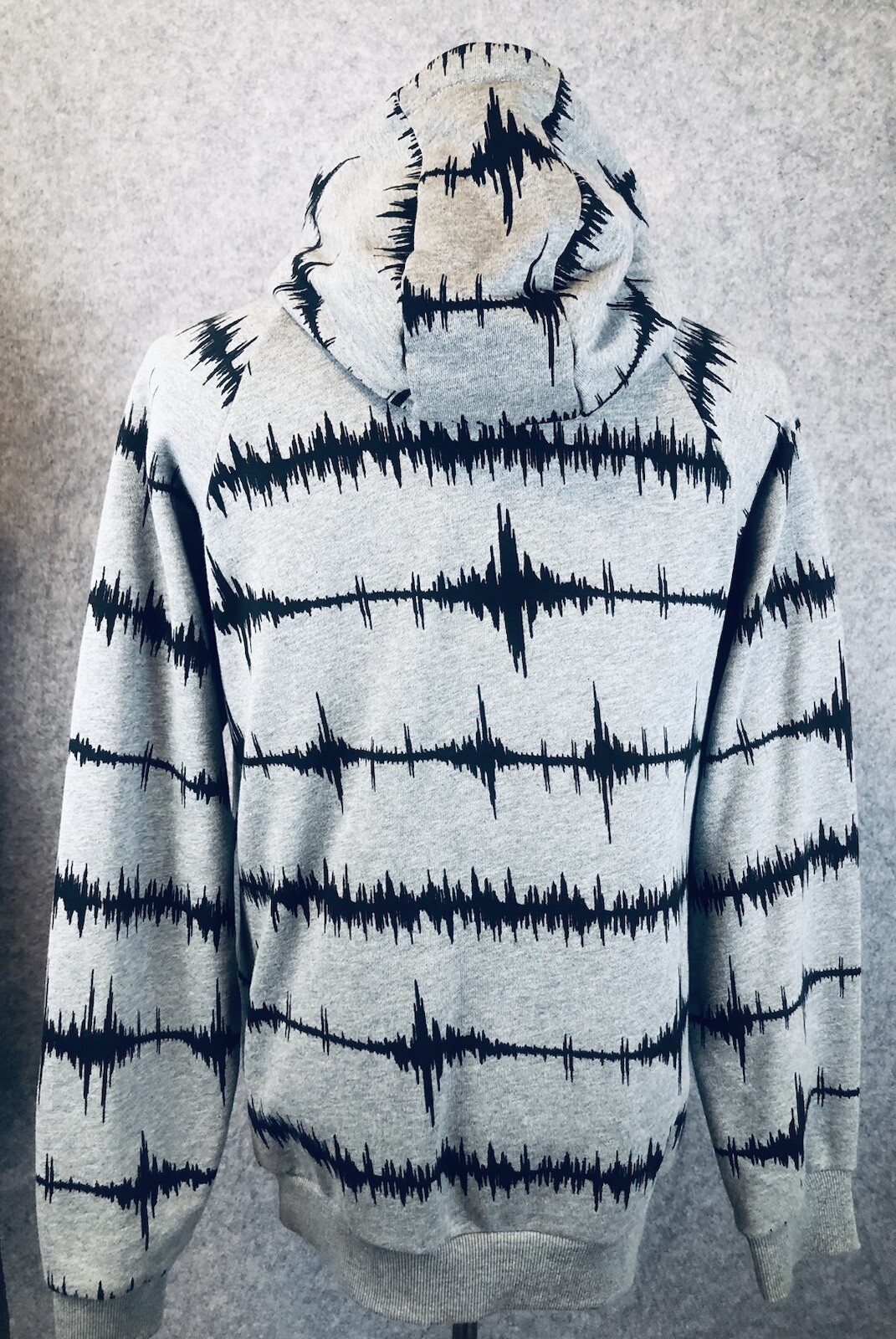 ROCKSMITH Hoodie Size L All Over Sound wave Print 90s Grunge Music Hip Hop