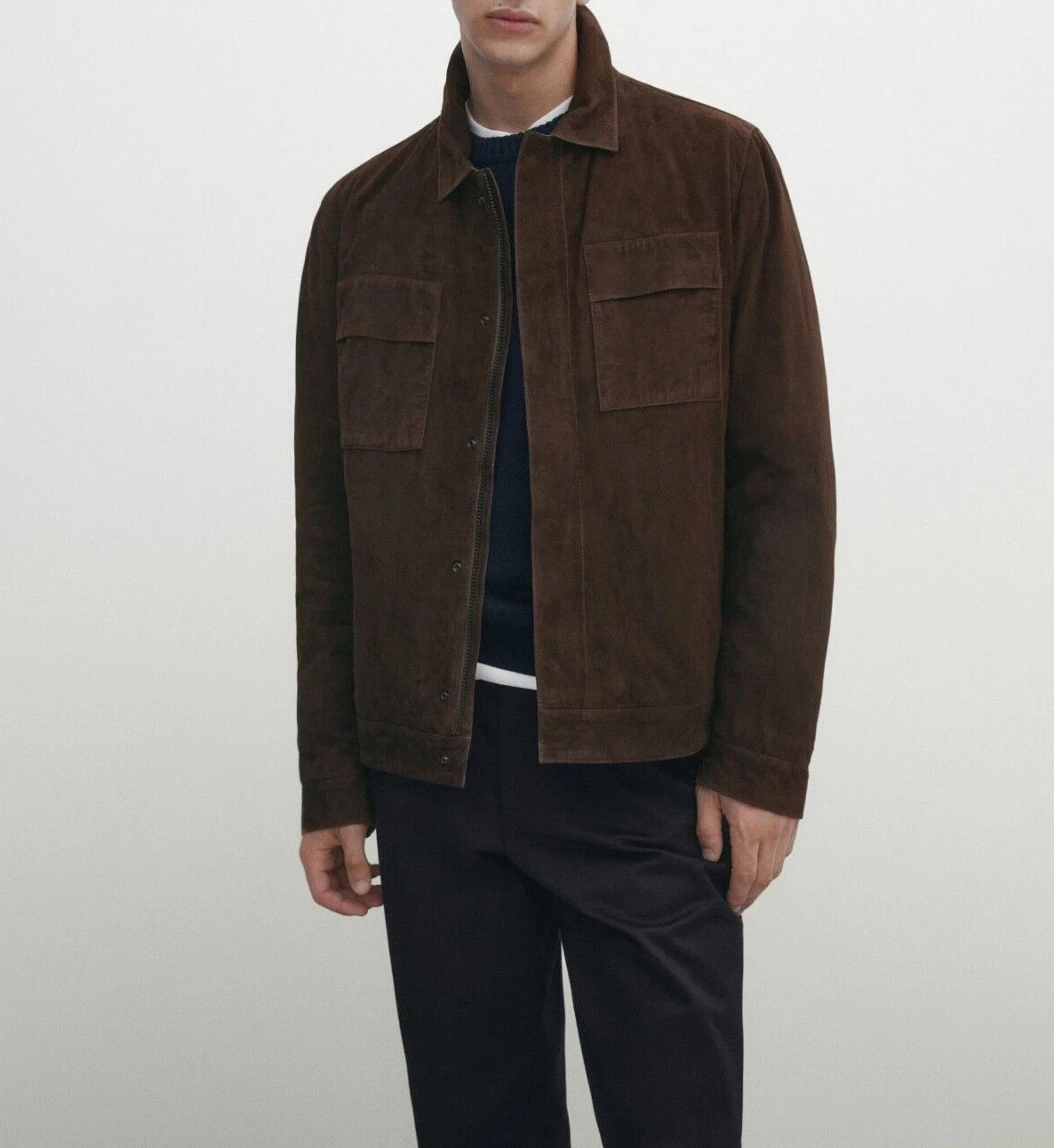 Mens Brown Leather Trucker Jacket Pure Suede Custom Made Size S M L XL 2XL 3XL