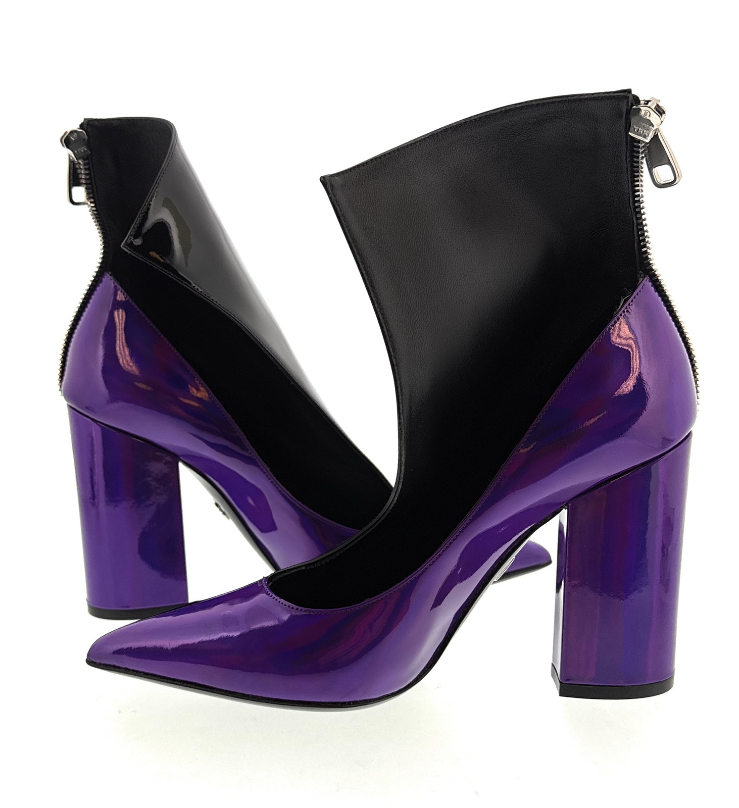 Dolce & Gabbana Black & Purple Patent Leather Ankle Boots-EU37.5