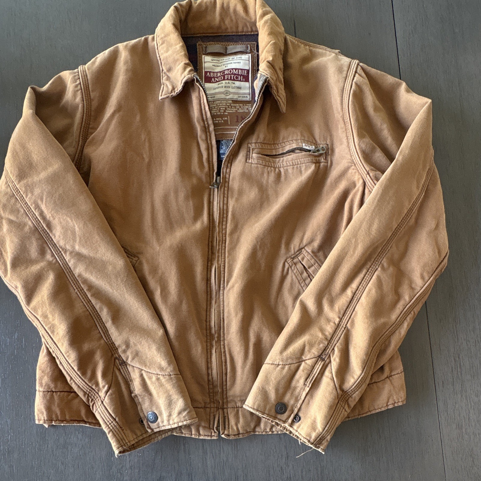 Abercrombie & Fitch Men’s Brown Work Jacket Full Zip Lined Size Medium