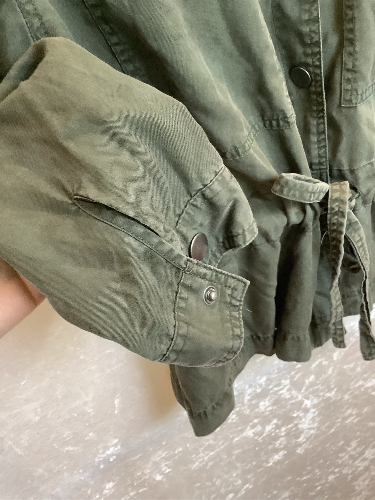 Popsugar Forest Green Lace Up Snap Button Womens Large Lightweight Jacket