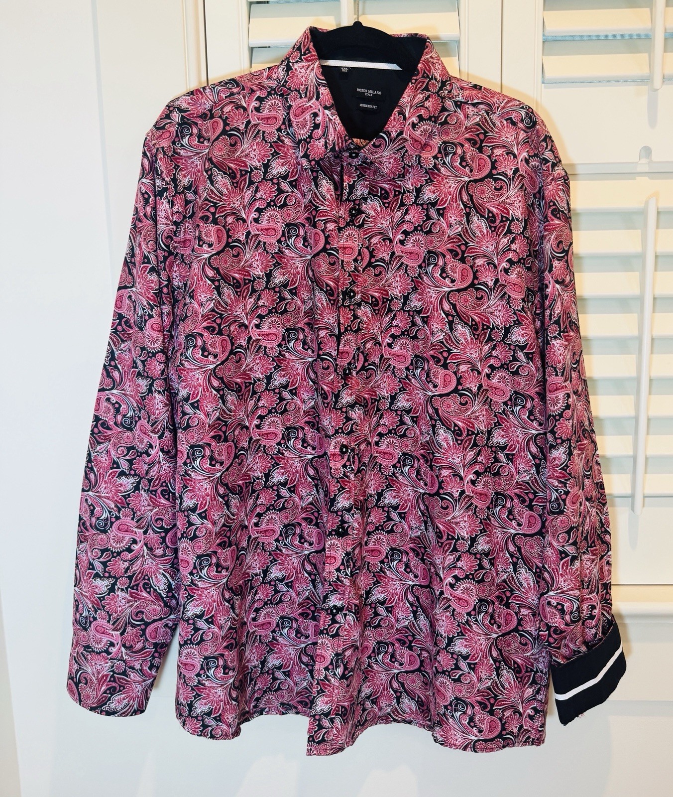 Rosso Milano Italy Men’s Modern Fit Long Sleeve Shirt 2XL 18.5 Paisley