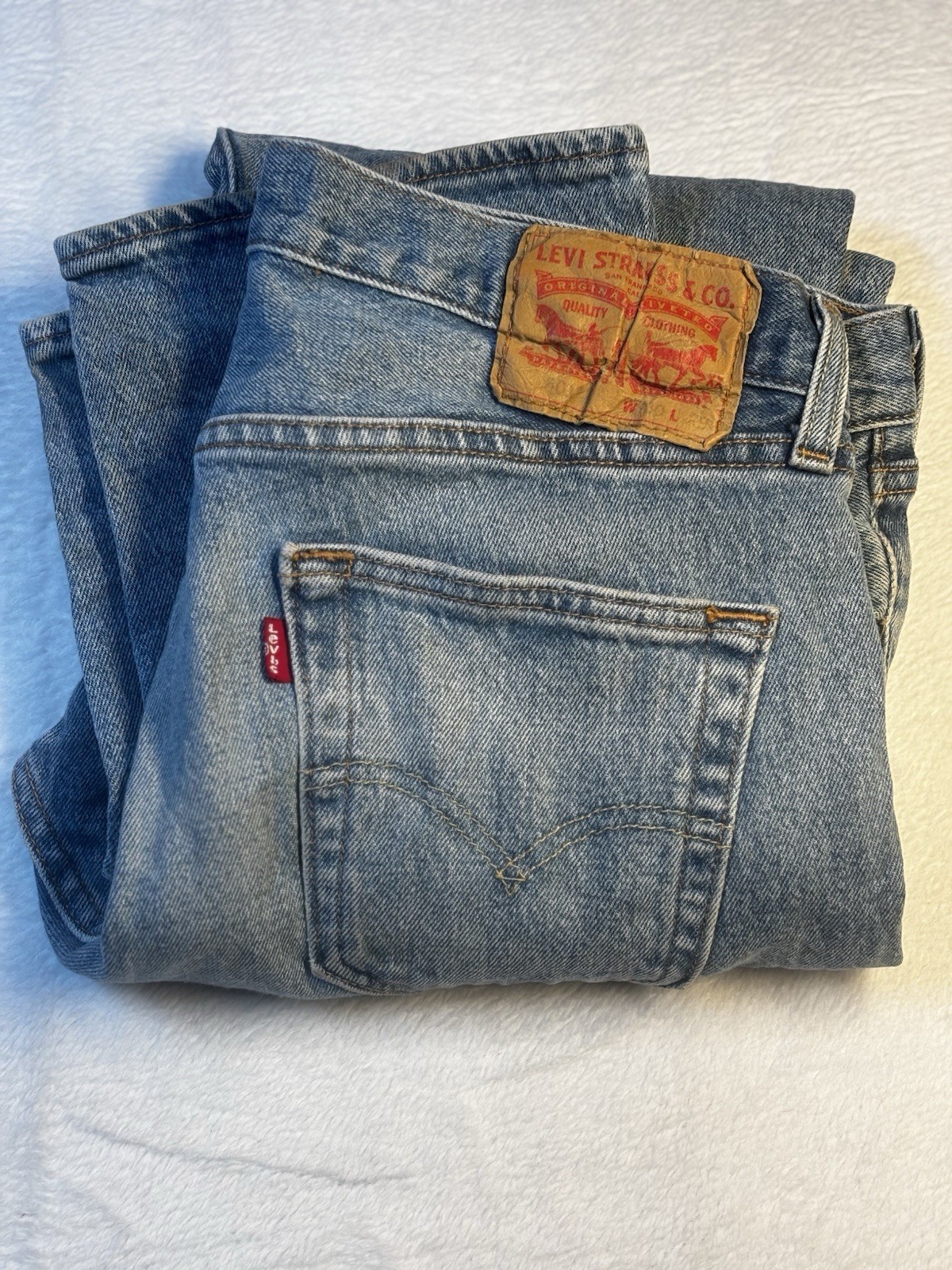 Levis 501 Jeans Mens 30×29 Blue Denim Pant Destroyed Thrashed Button Fly
