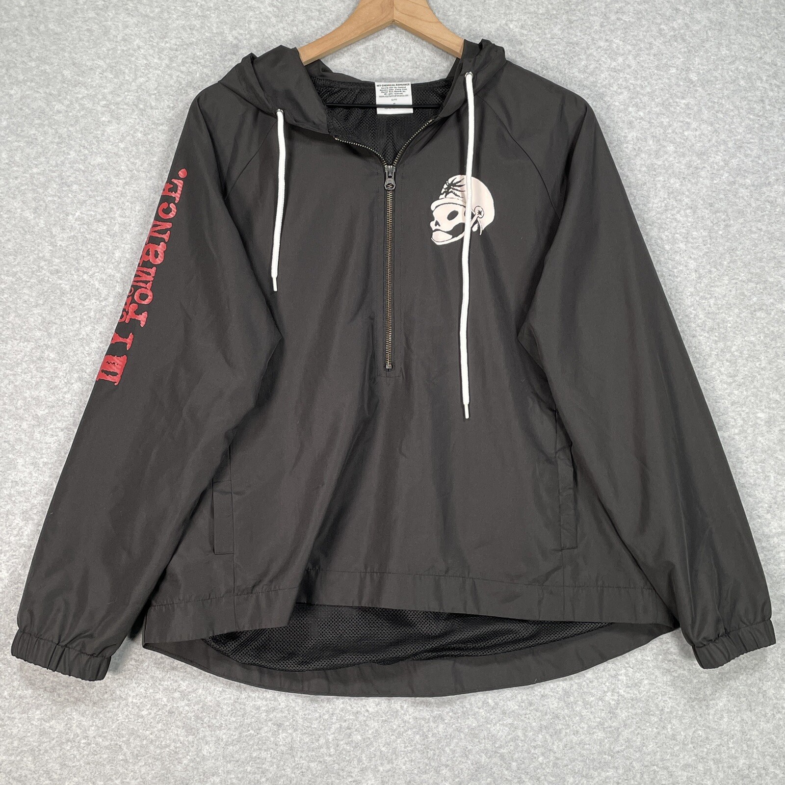My Chemical Romance Windbreaker Jacket M Black Lightweight 2017 1/2 Zip Pullover