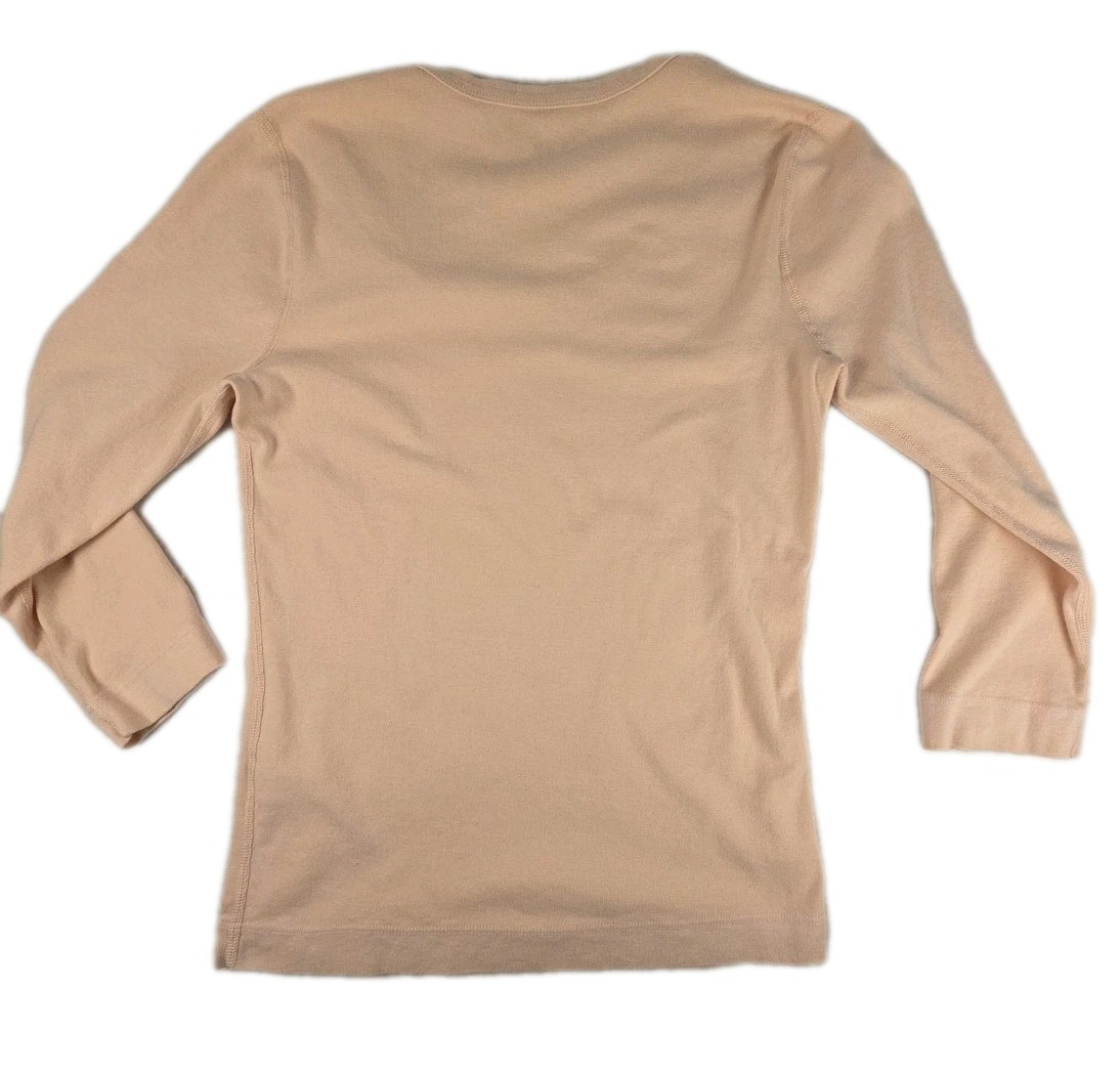 Three Dots Size M 3/4 Sleeves Stretch Pullover Top Pink Scoop Neck