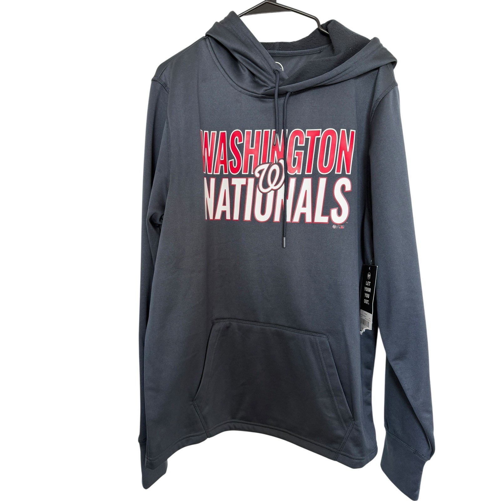 NWT 47 Brand Washington Nationals MLB Hoodie Mens Charcoal Gray Sweatshirt Large