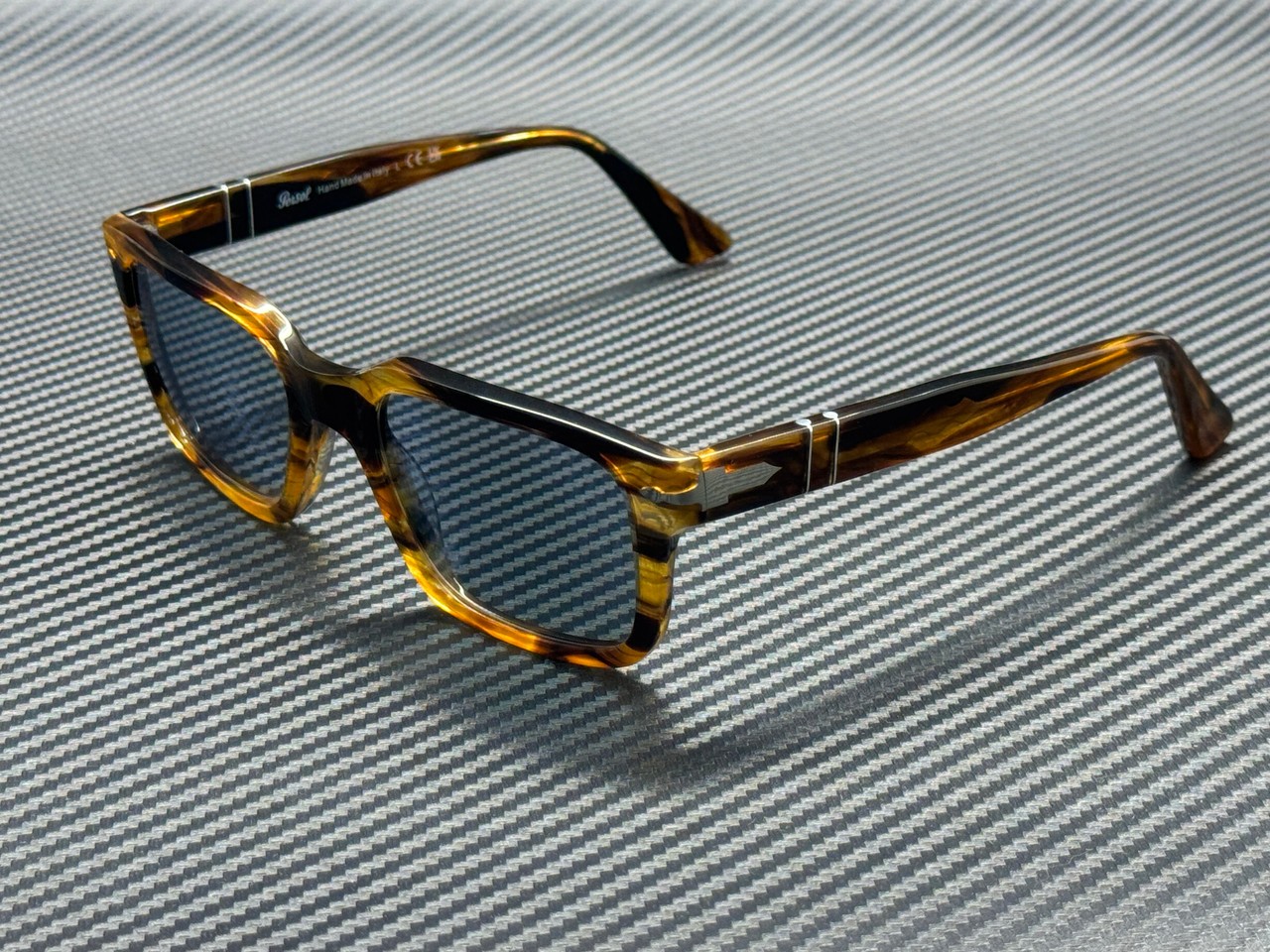 PERSOL PO3272S 123556 Striped Brown Blue Men’s 53 mm Sunglasses