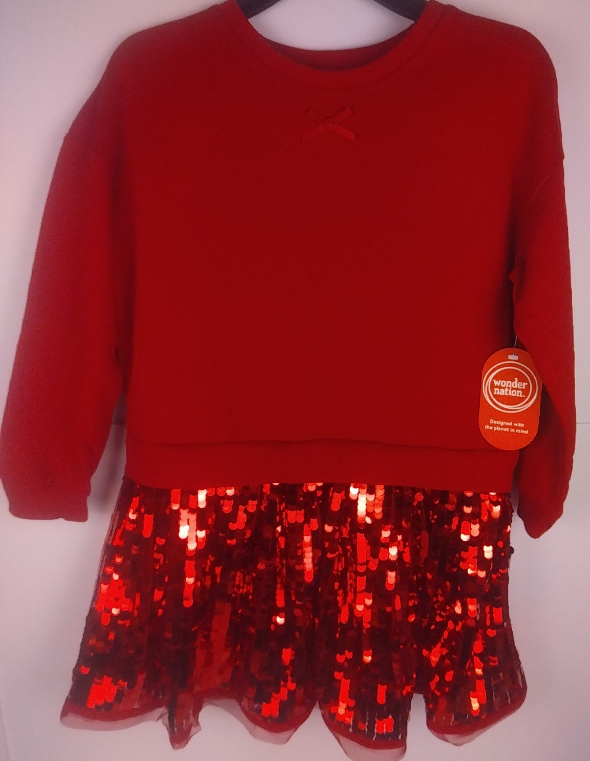 Wonder Nation Girls Red Balloon Sweatshirt Sequin Dress Size 8 – New. (CL)