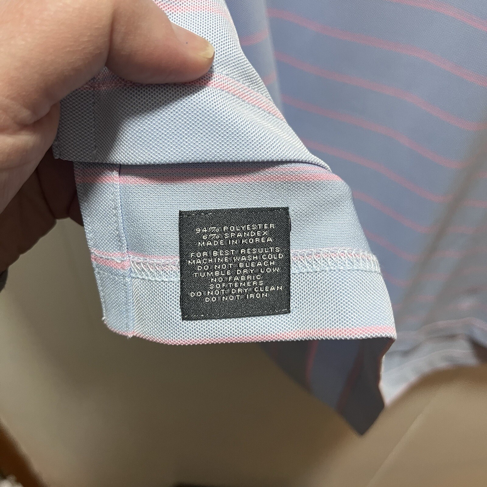 Turtleson Bowen Stripe Oxford Performance Polo Sky/Orchid Size 2XL XXL NEW