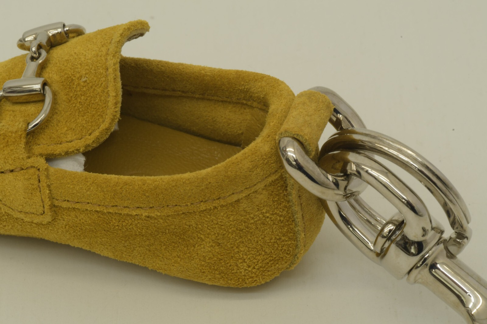 Authentic Gucci Yellow Shoe Keychain Suede SP Horsebit Buckle Bag Accessory