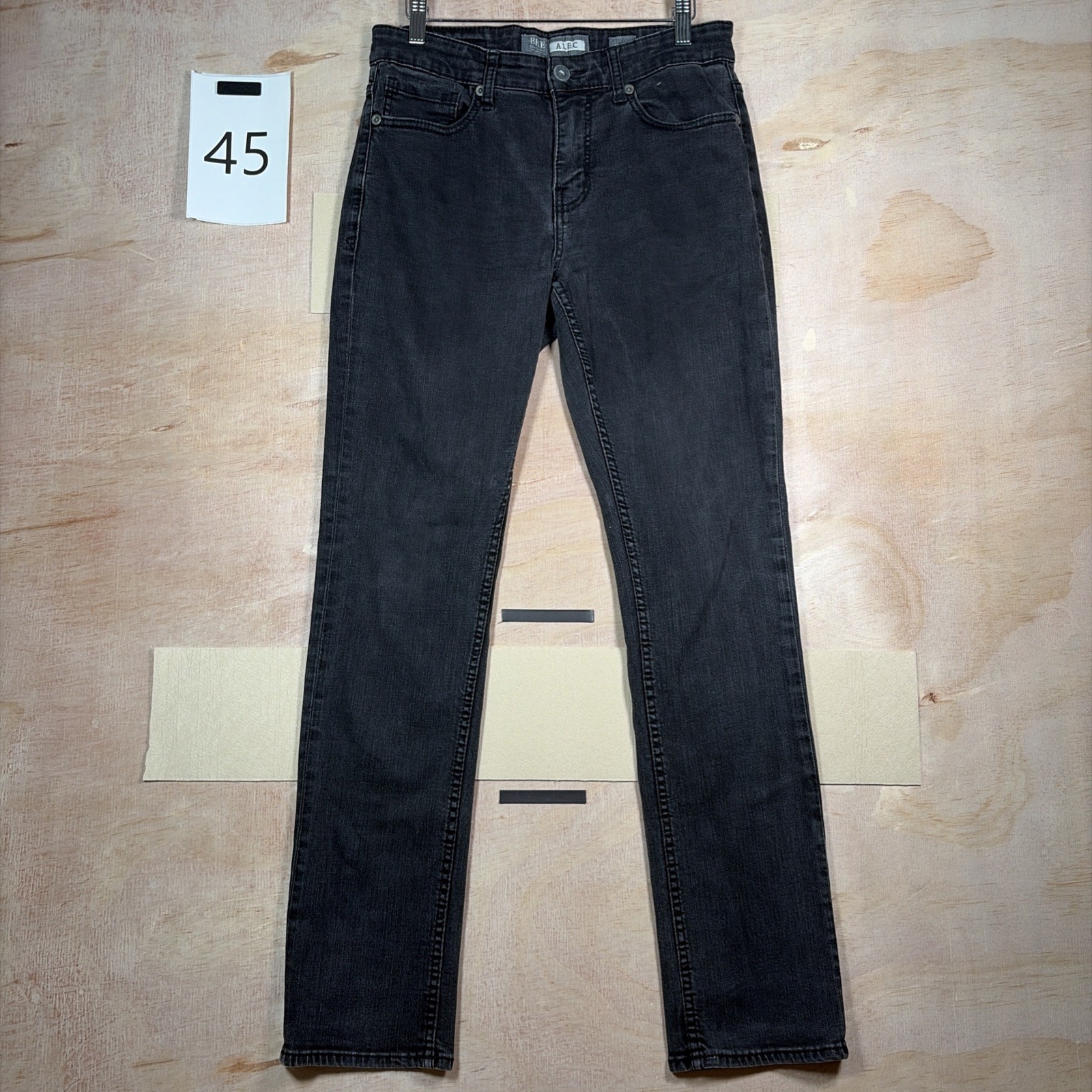 BKE Alec Mens Straight Leg Jeans Black Stretch Denim Size 32R 30×32