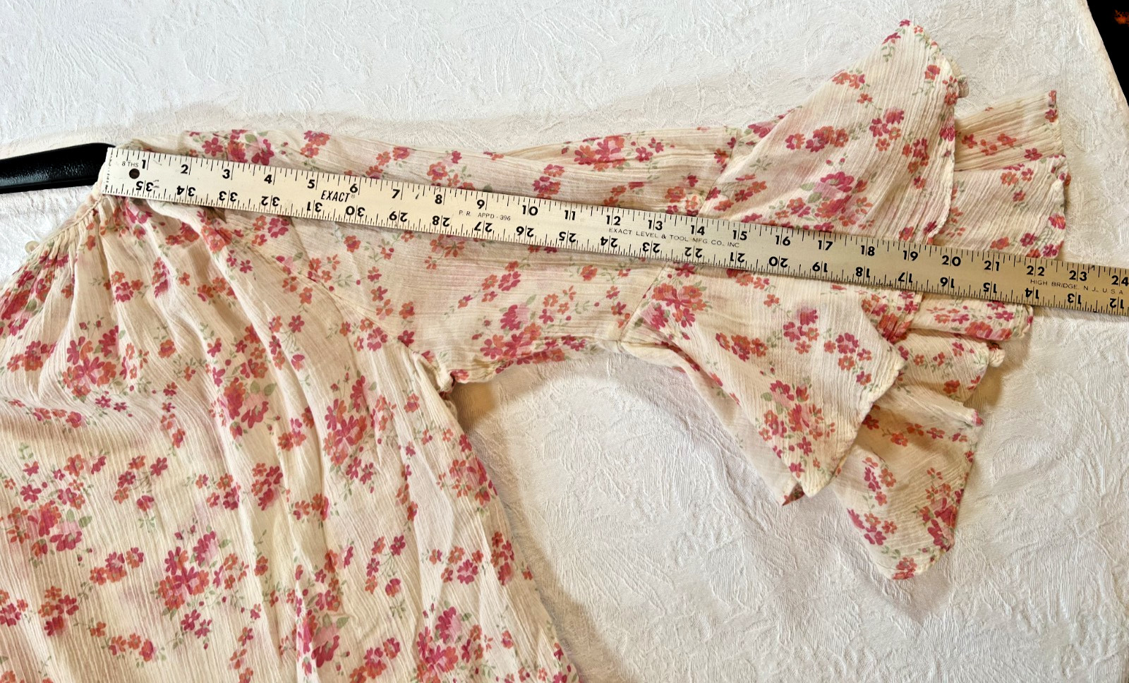 Chaps Floral Peasant Top Bell Double Ruffle Sleeves Size 1X Cotton Boho 004