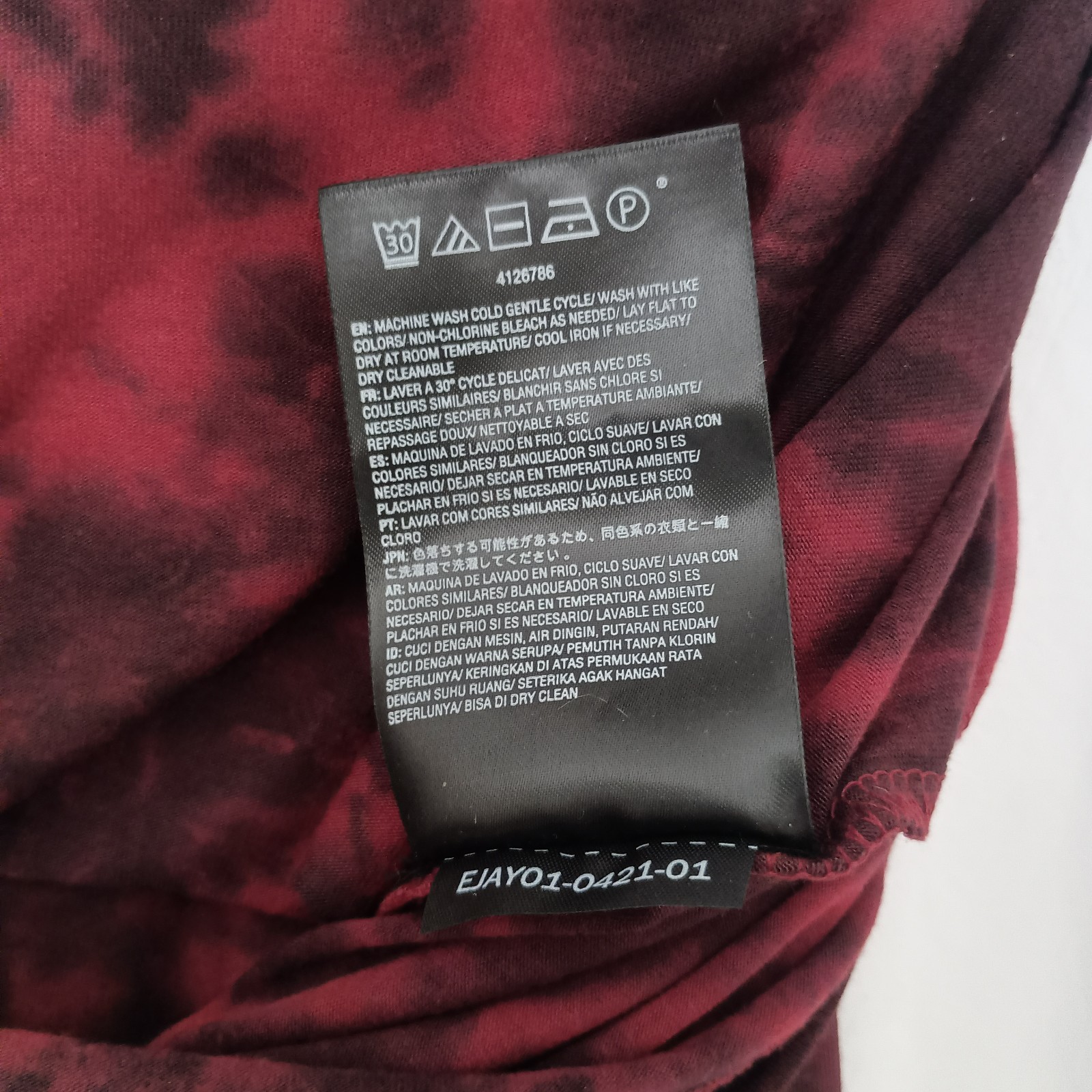 Volcom Be Easy Babe Tie-Dye Long Sleeve Top Red/Black NWT Y2K