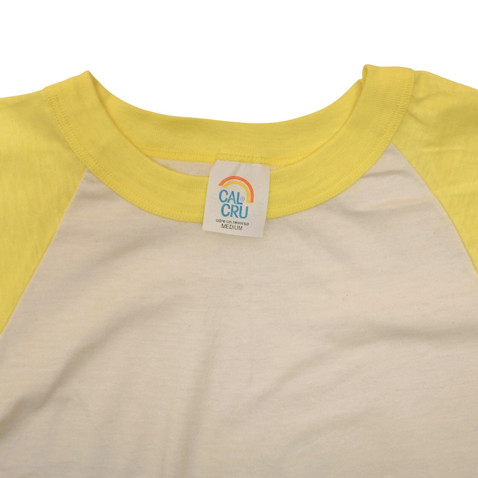 BUNDLE – VINTAGE Cal Cru NOS 80s Light Yellow Blank Baseball Tees Size M | 2-pk
