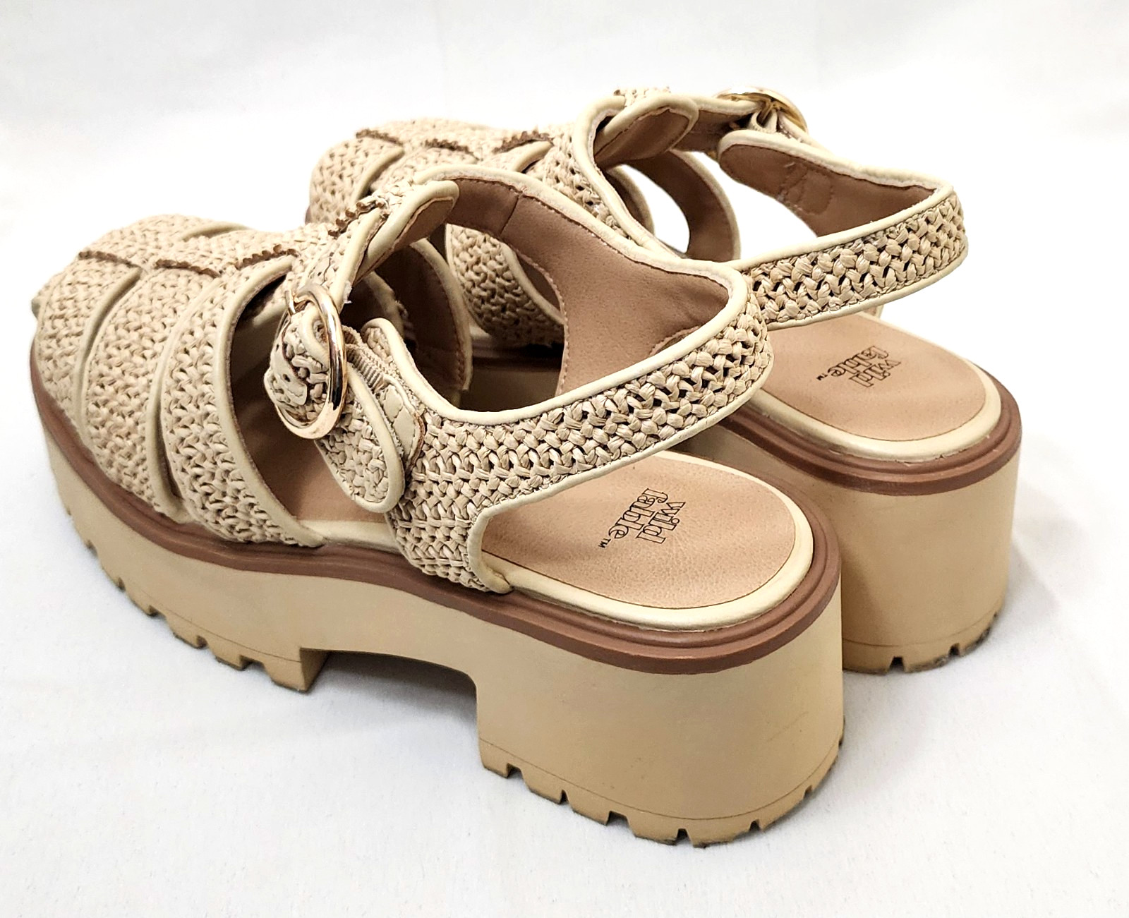 Wild Fable Elide Woven Raffia Fisherman Platform Chunky Sandals Tan