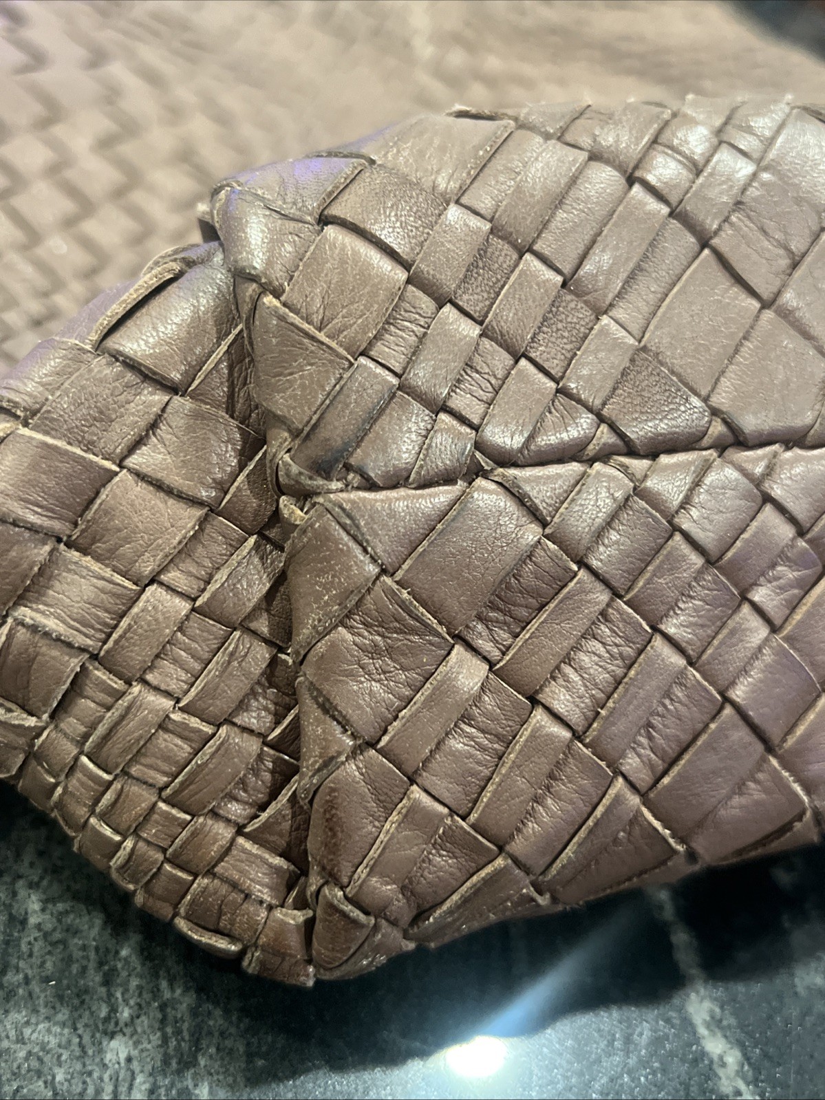 FALOR Italian Genuine Leather Handbag Woven Made in Italy w/ Attached Coin Purse