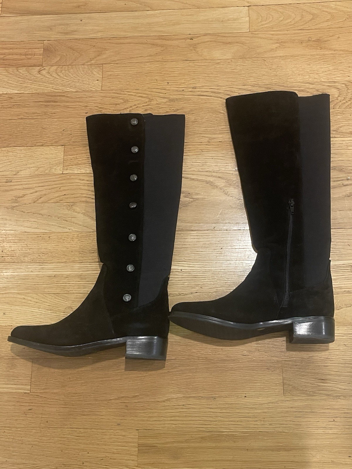 Vince Camuto Jacilla Tall Boots Black Verona Suede/Elastic Gore EUC No Wear!
